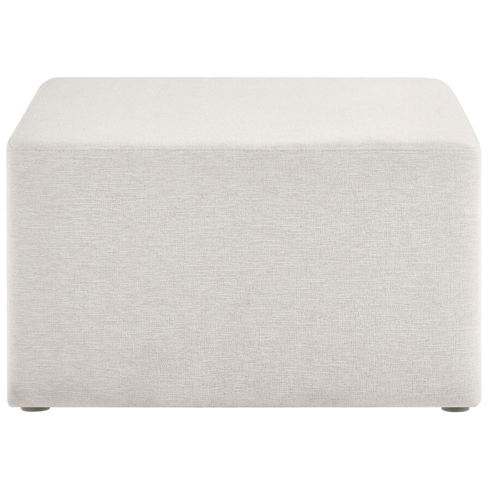 Clean lined ivory upholstered ottoman offering a generous low profile surface for seating or lounging || EEI-6642-HEI || front_studio