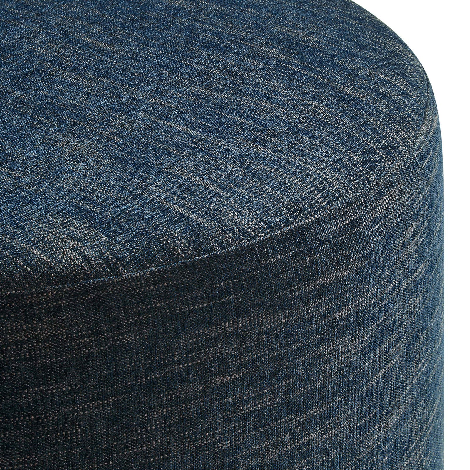 Heathered azure fabric upholstery showcasing the ottoman's soft texture and subtle woven color variation || EEI-6647-HEA || detail_studio