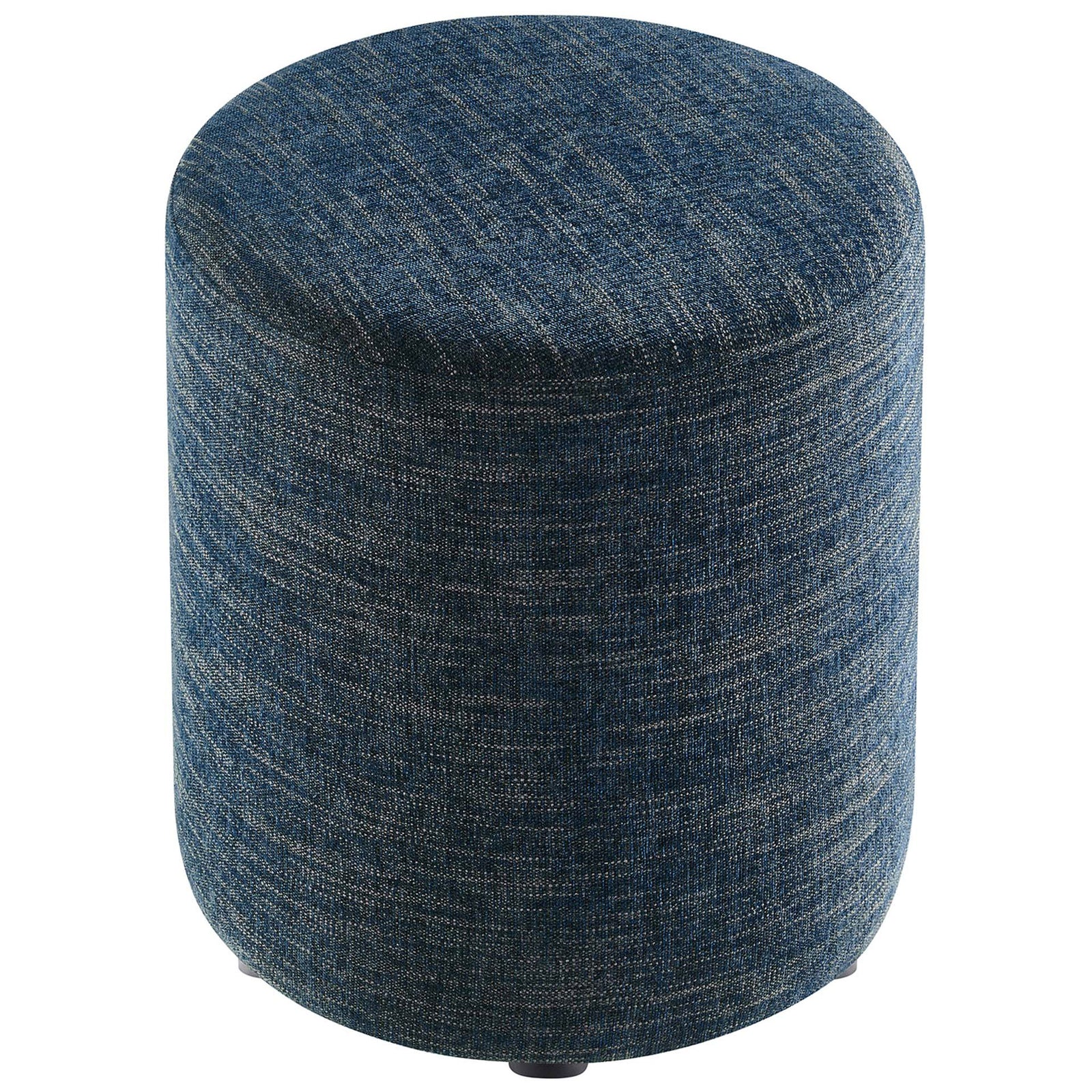 Blue heathered Callum ottoman with a smooth cushioned seat and rounded profile for modern spaces || EEI-6651-HEA || top_angle_studio