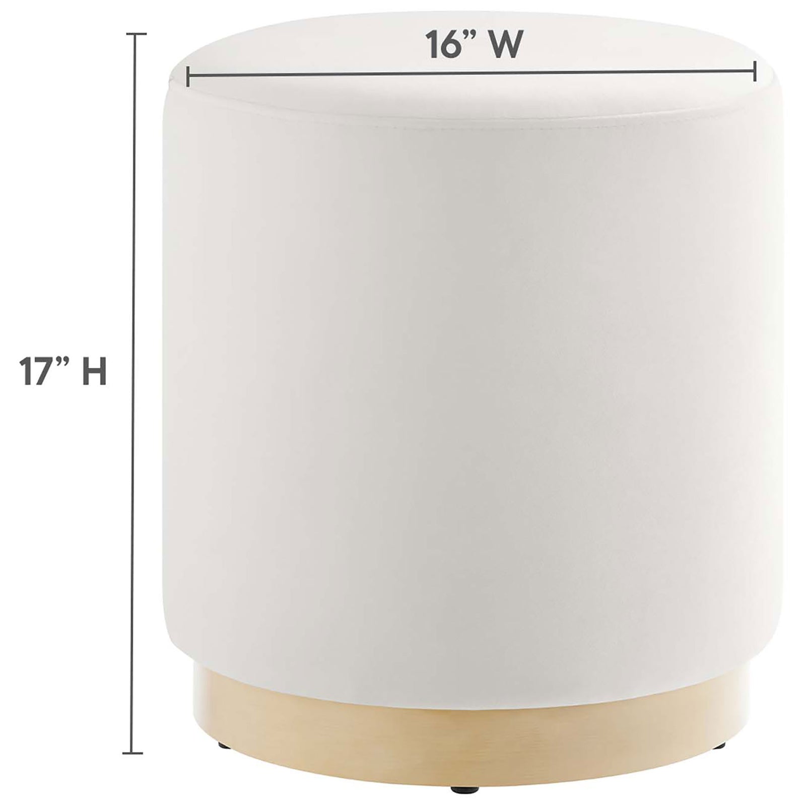 Round alabaster ottoman shown with width and height measurements for easy size reference || EEI-6652-ALA-NAT || dimension_studio