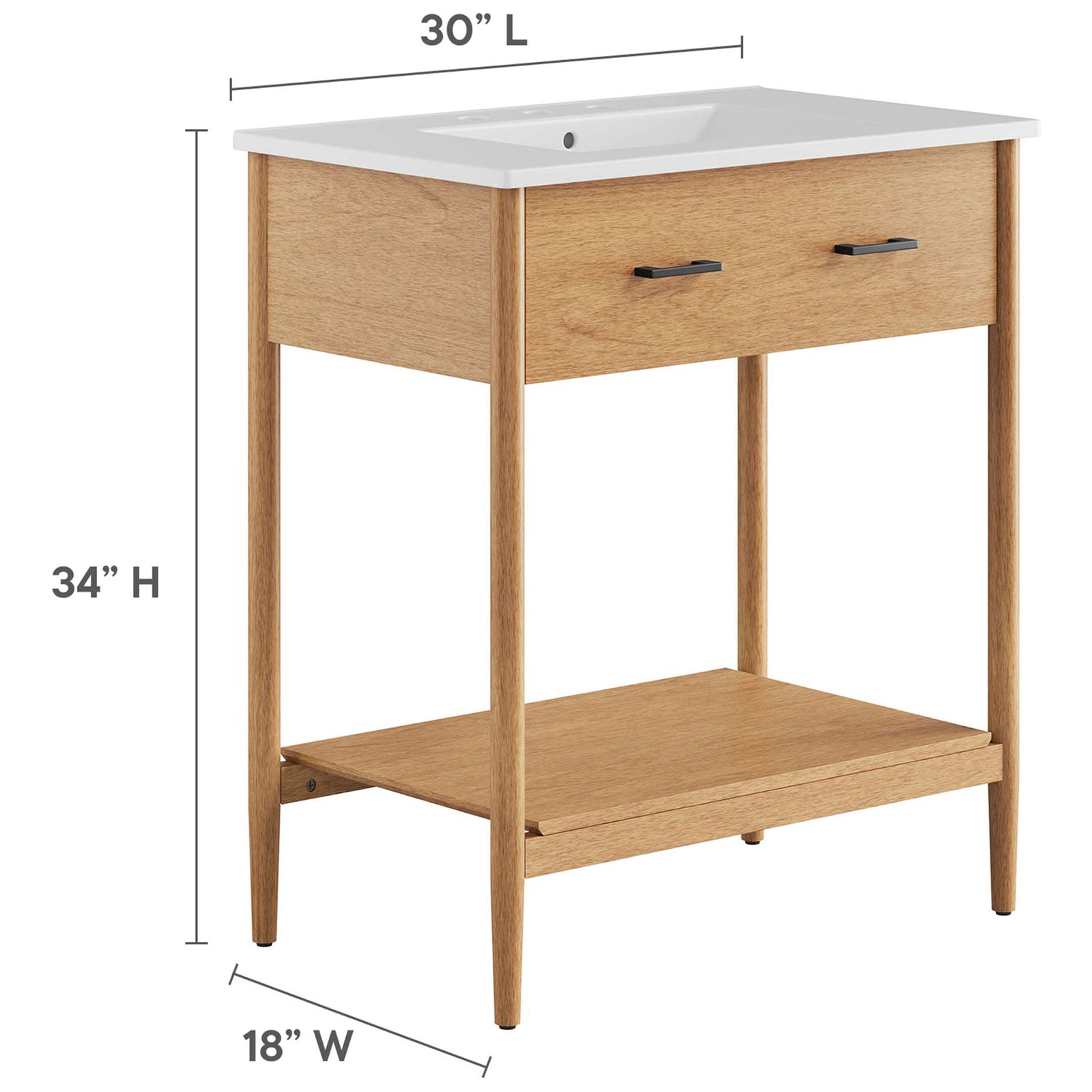 Size and layout details for the vanity with integrated ceramic sink. || EEI-6662-NAT-WHI || dimension_studio