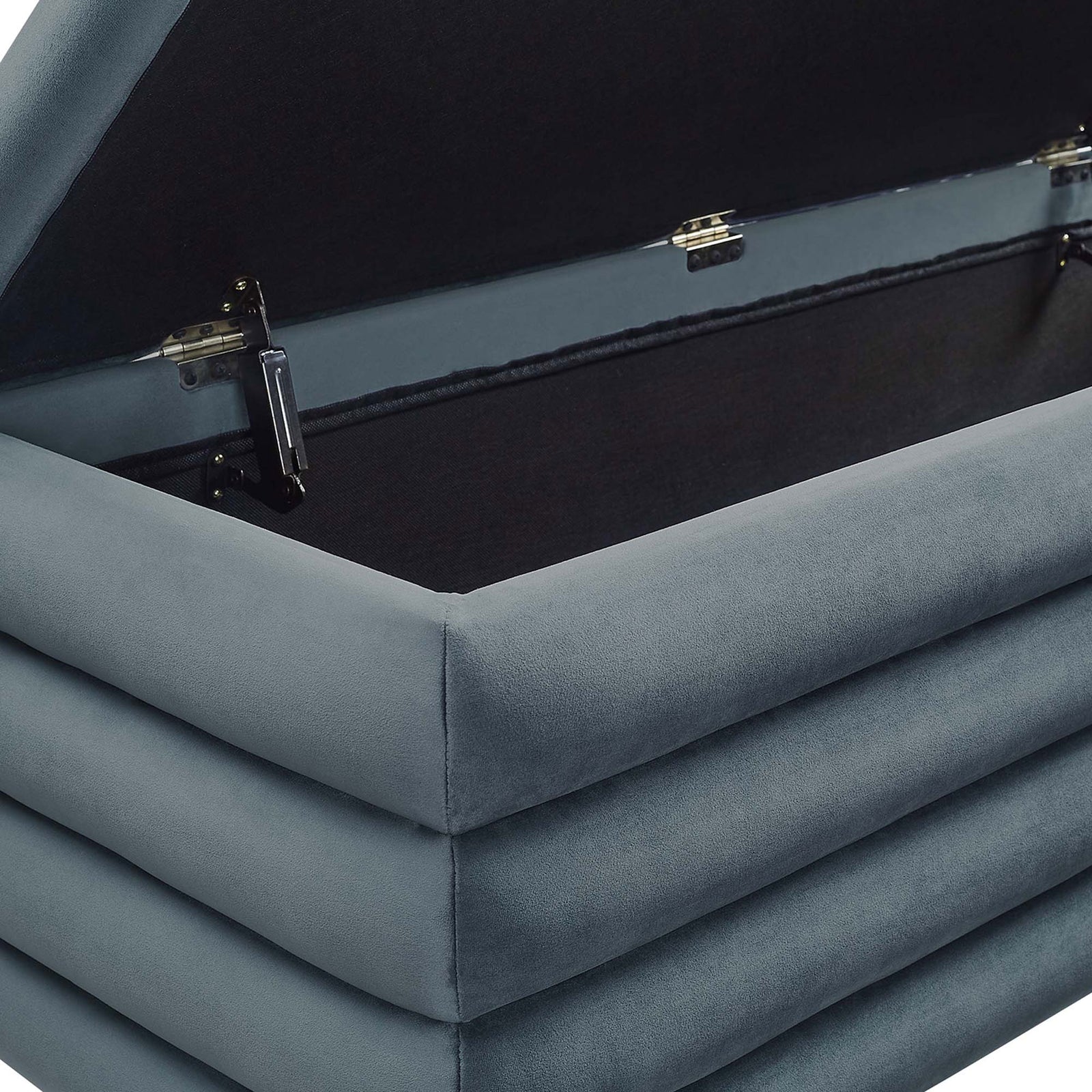 Neatly upholstered interior with metal stay-open hinges keeps essentials organized and within easy reach. || EEI-6664-CAB || detail_studio