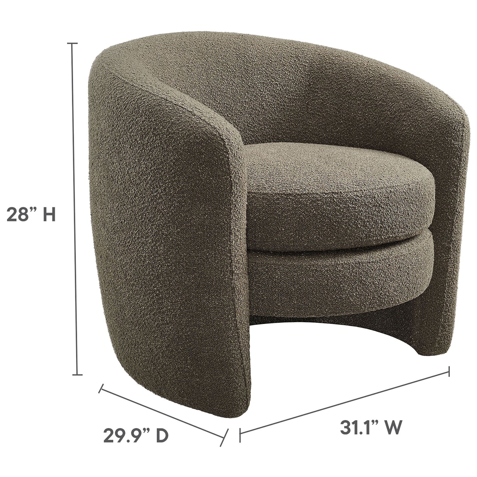 Compact proportions with 31.1 in width, 29.9 in depth, and 28 in height suit cozy living spaces || EEI-6666-PEB || dimension_studio