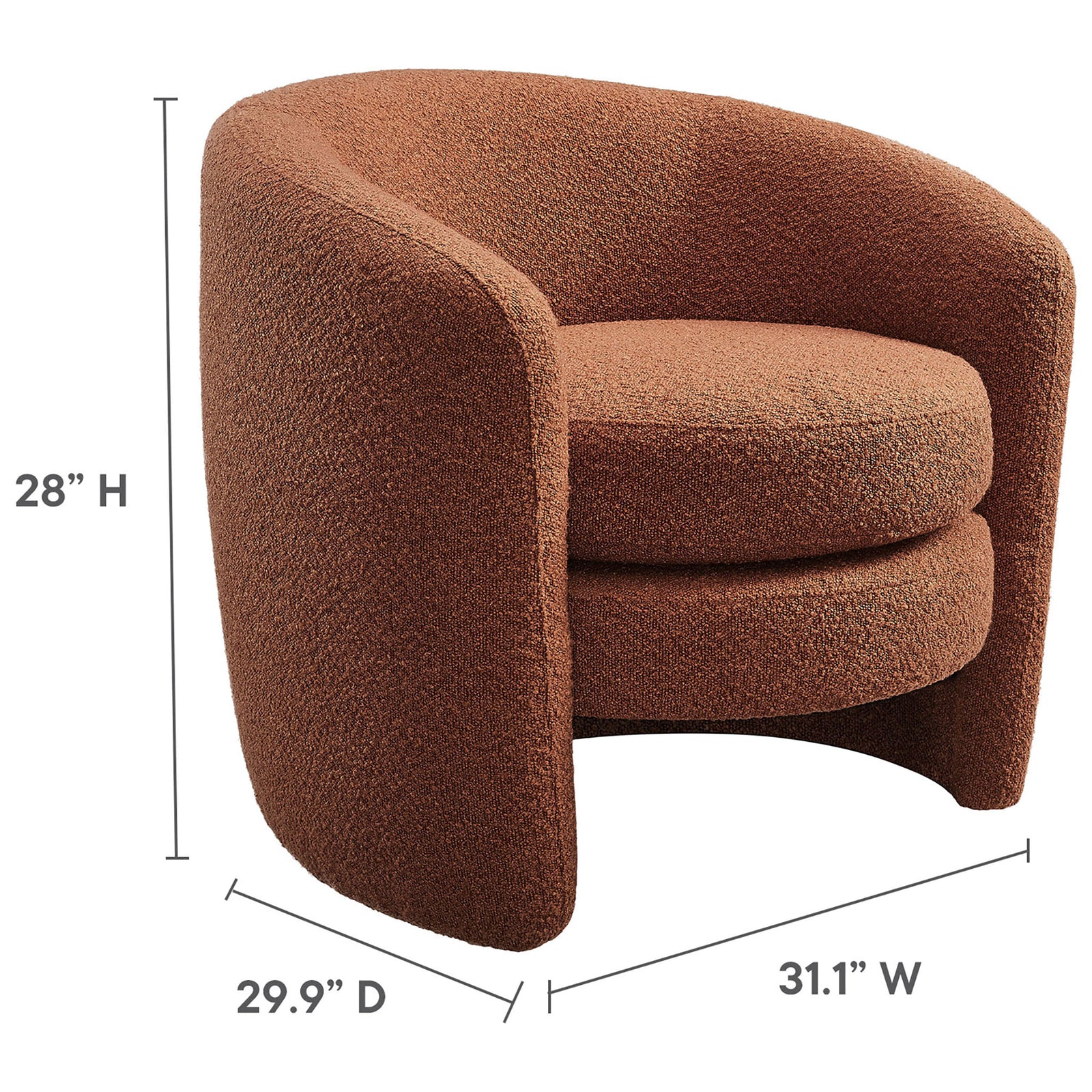 Compact accent chair sized for versatile placement without sacrificing comfort || EEI-6666-RUS || dimension_studio