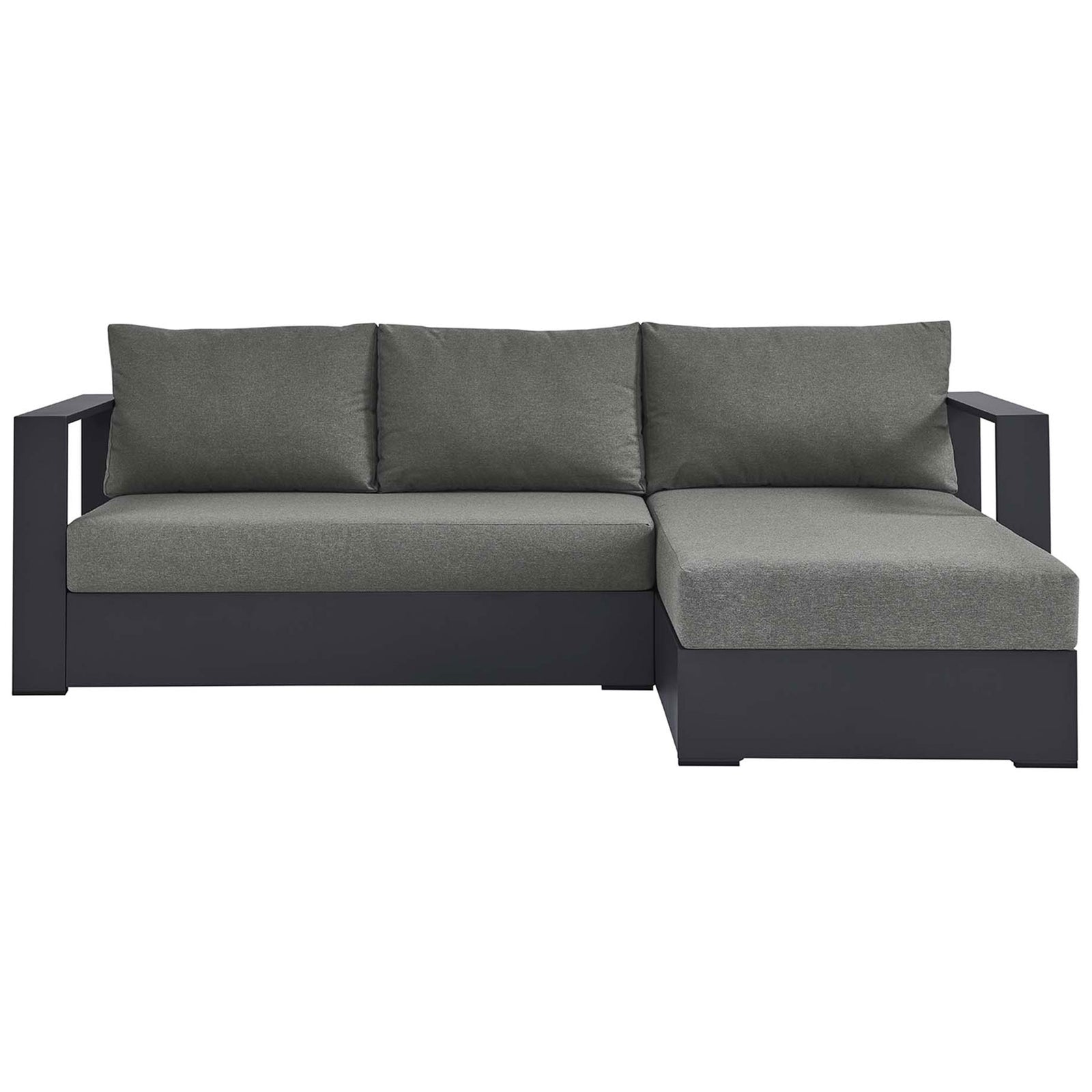 Tahoe charcoal outdoor sectional with right chaise and plush, supportive back cushions || EEI-6669-GRY-CHA || front_studio