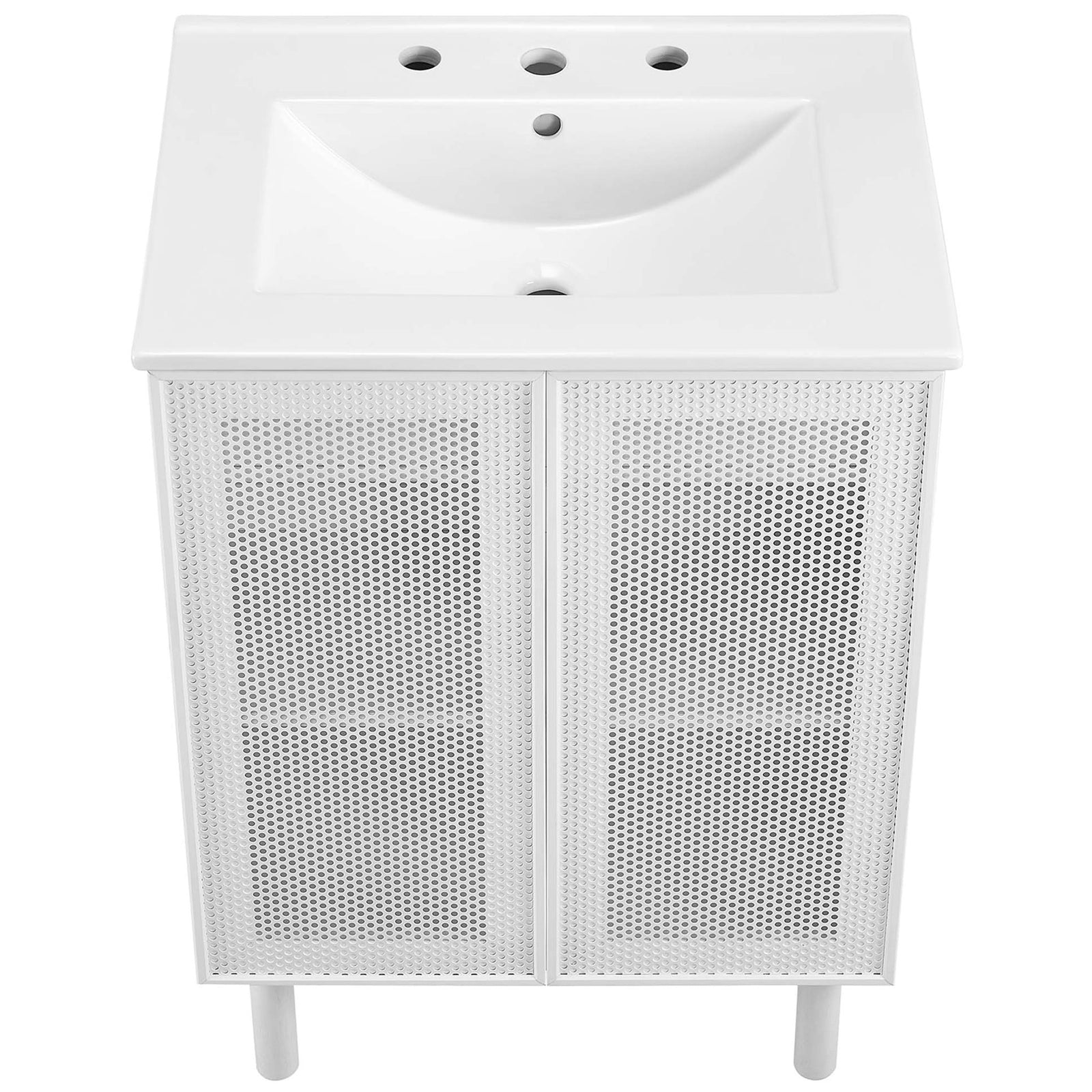Rectangular ceramic basin with 8 in. widespread holes and a gently curved bowl || EEI-6677-WHI-WHI || top_studio