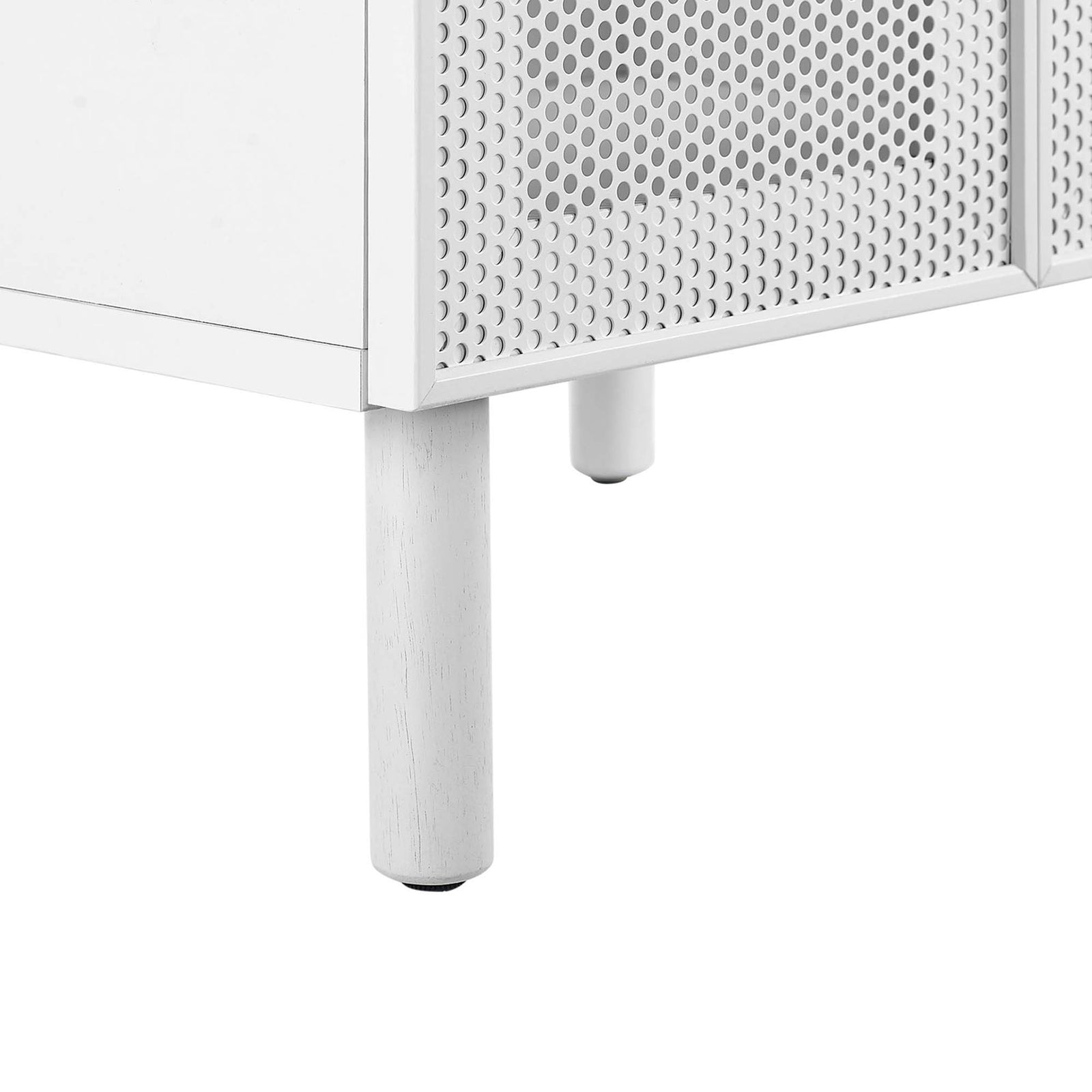Round dowel legs with adjustable foot levelers for stability and floor protection || EEI-6677-WHI-WHI || leg_studio