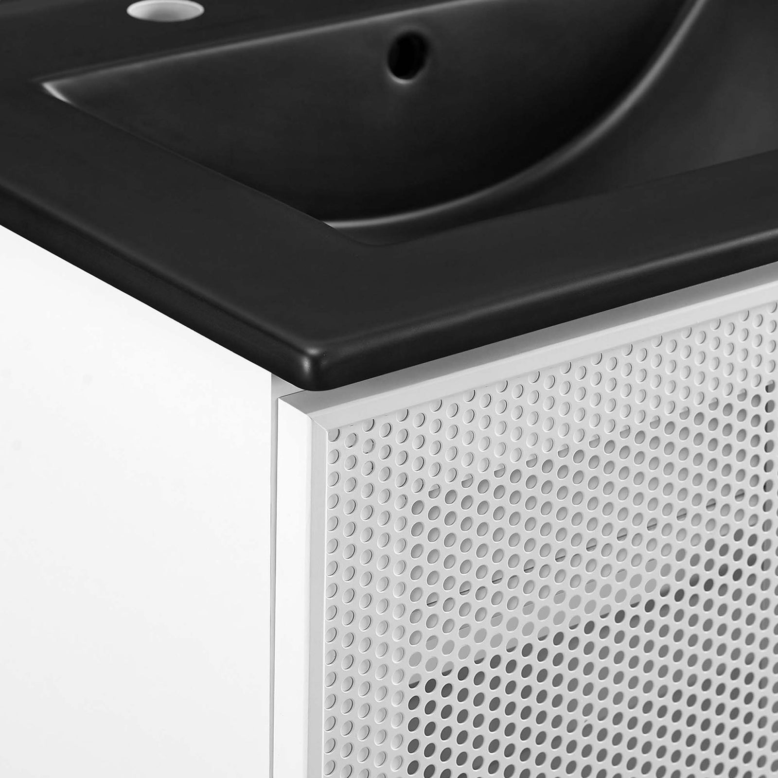 Perforated metal doors add airy texture and modern appeal || EEI-6679-BLK-WHI || detail_studio