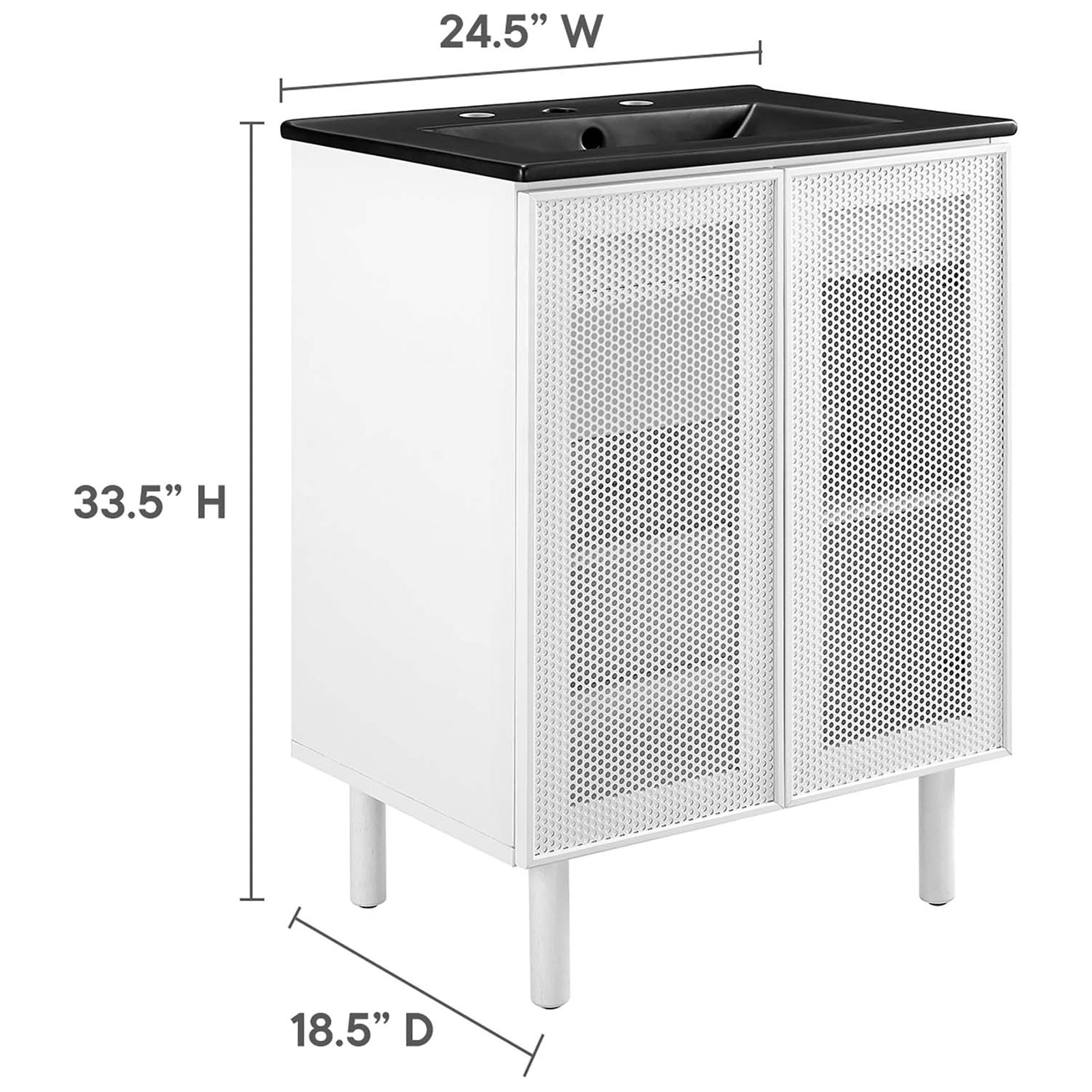 Dimensions overview makes planning easy for compact bathrooms || EEI-6679-BLK-WHI || dimension_studio