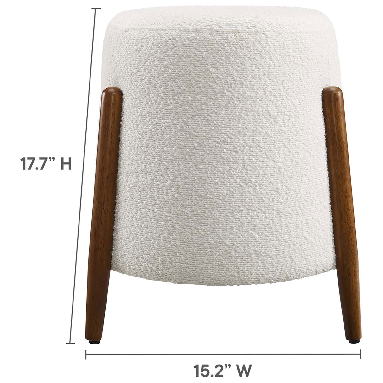 Dimensional diagram of the cloud boucle ottoman showing height and width measurements || EEI-6686-CLO || dimension_studio