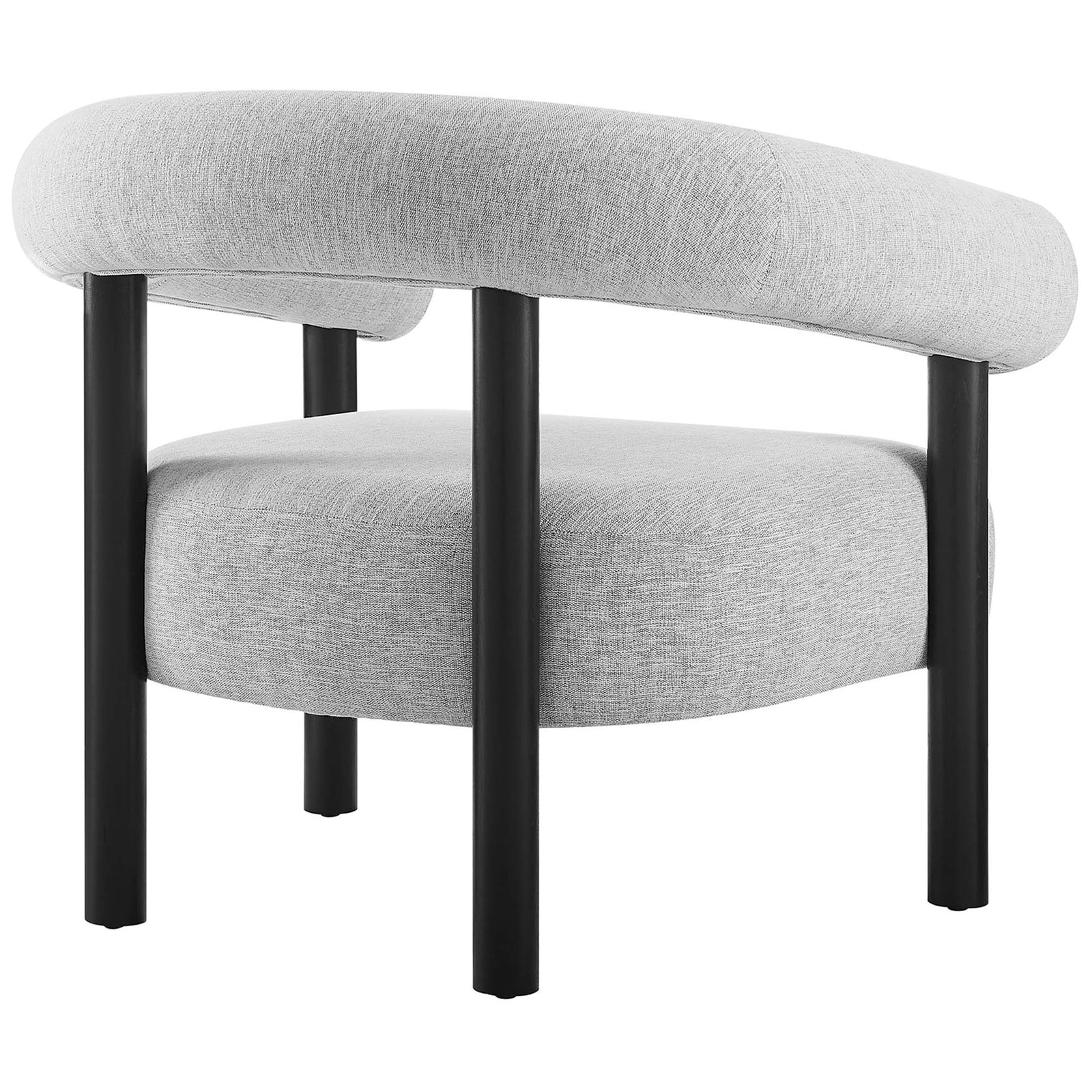 Curved wraparound back flows into sturdy black posts for a bold, sculptural silhouette || EEI-6689-LGR-BLK || back_angle_studio