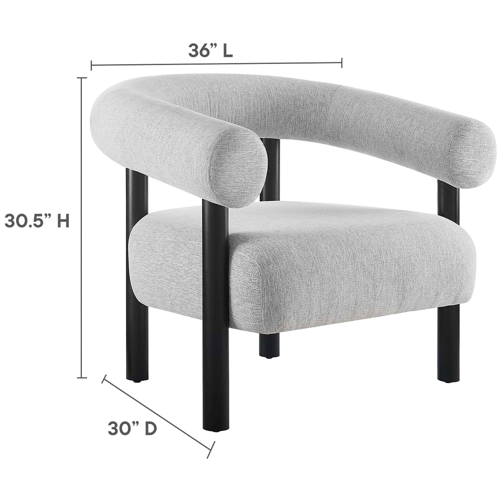 Spacious yet streamlined design offers ample seating with clean, modern lines || EEI-6689-LGR-BLK || dimension_studio