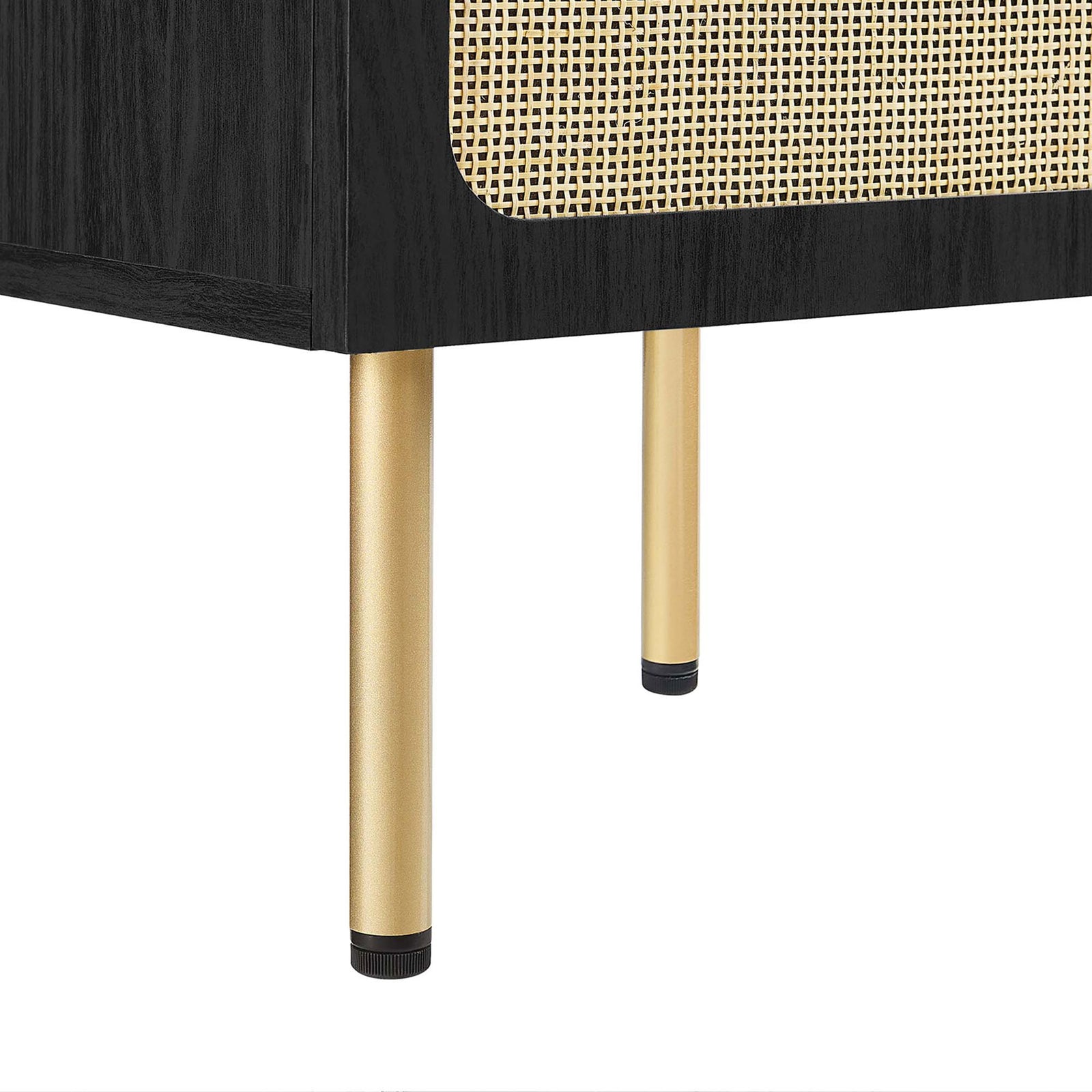 Sleek cylindrical gold legs with adjustable feet for stability || EEI-6691-BLK-WHI || leg_studio