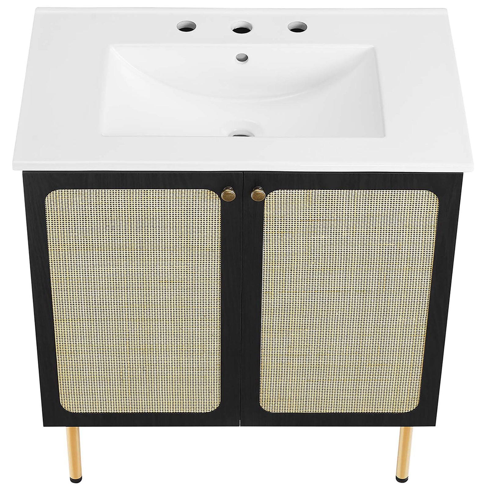 Deep basin and raised edges keep water neatly contained || EEI-6695-BLK-WHI || top_angle_studio