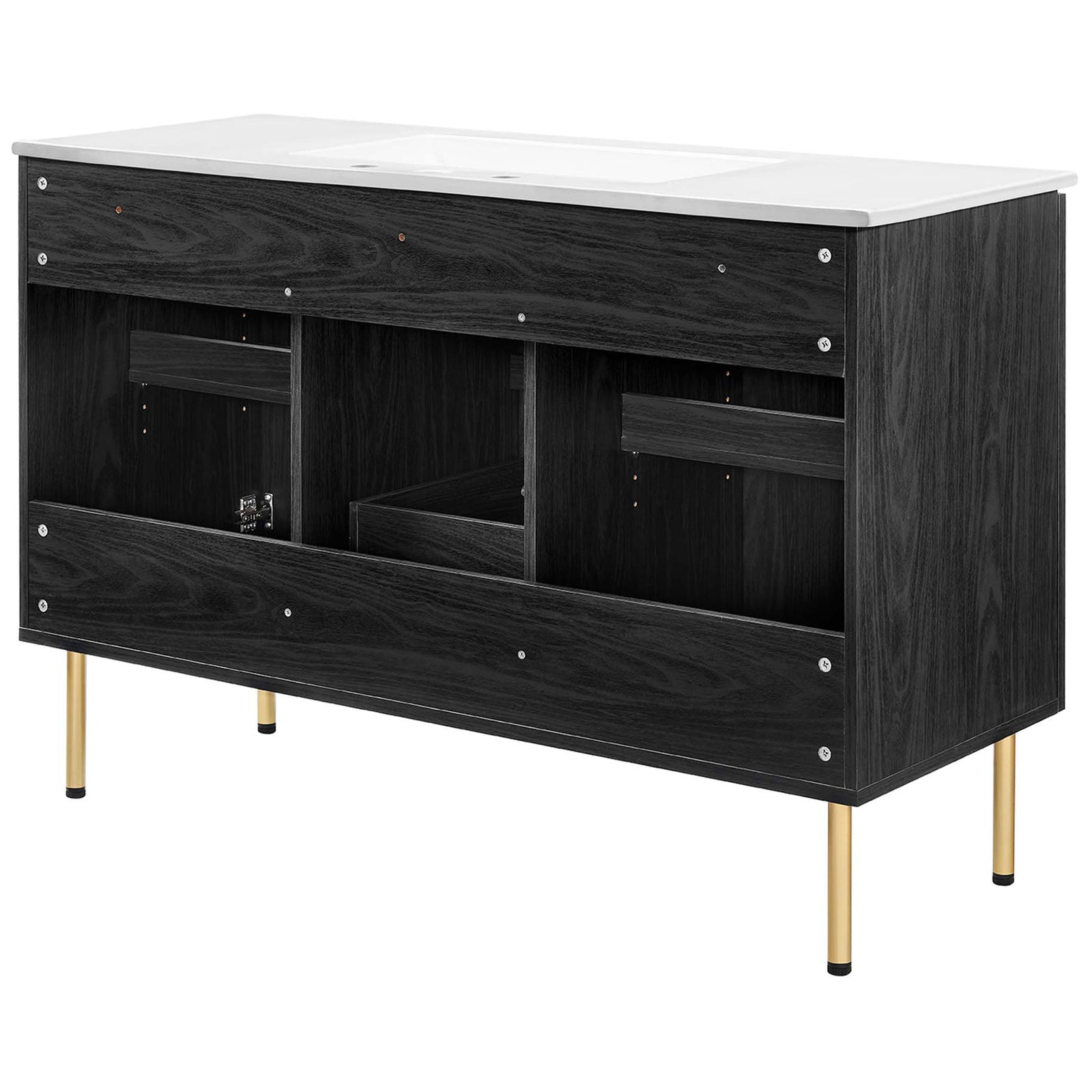 Rear cutouts simplify plumbing while maintaining a clean, sturdy cabinet build || EEI-6699-BLK-WHI || back_studio