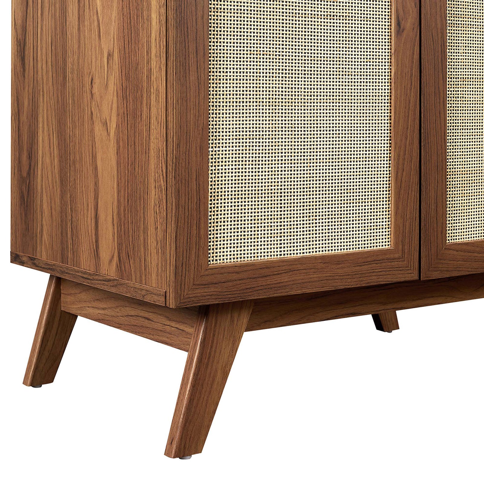 Angled, splayed legs with non-marking caps elevate the mid-century profile || EEI-6715-WAL-WHI || leg_studio