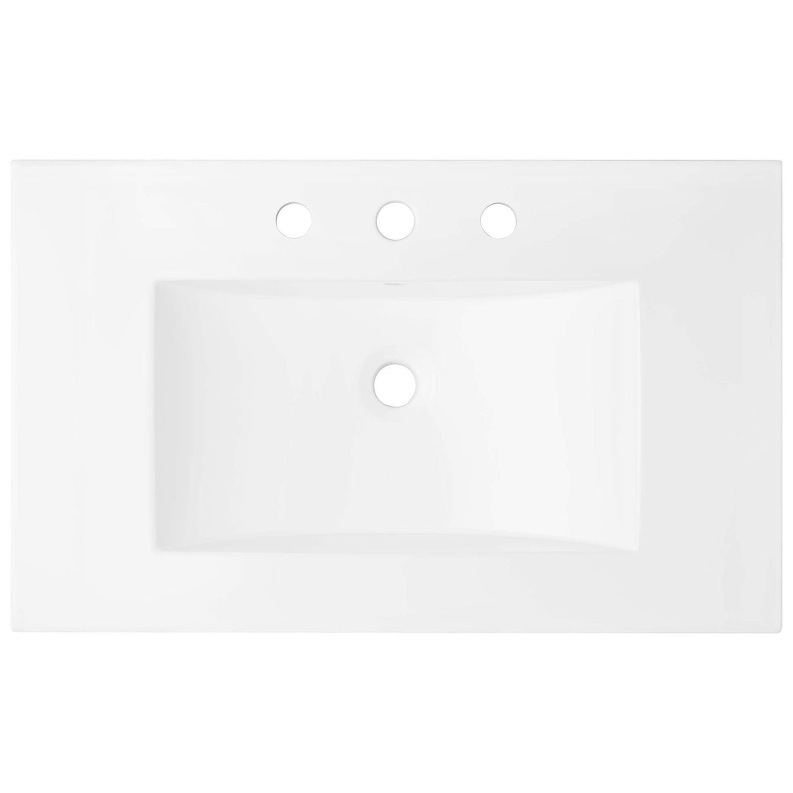 Rectangular white sink with clean lines and 8-inch widespread faucet holes || EEI-6715-WAL-WHI || top_partial_studio