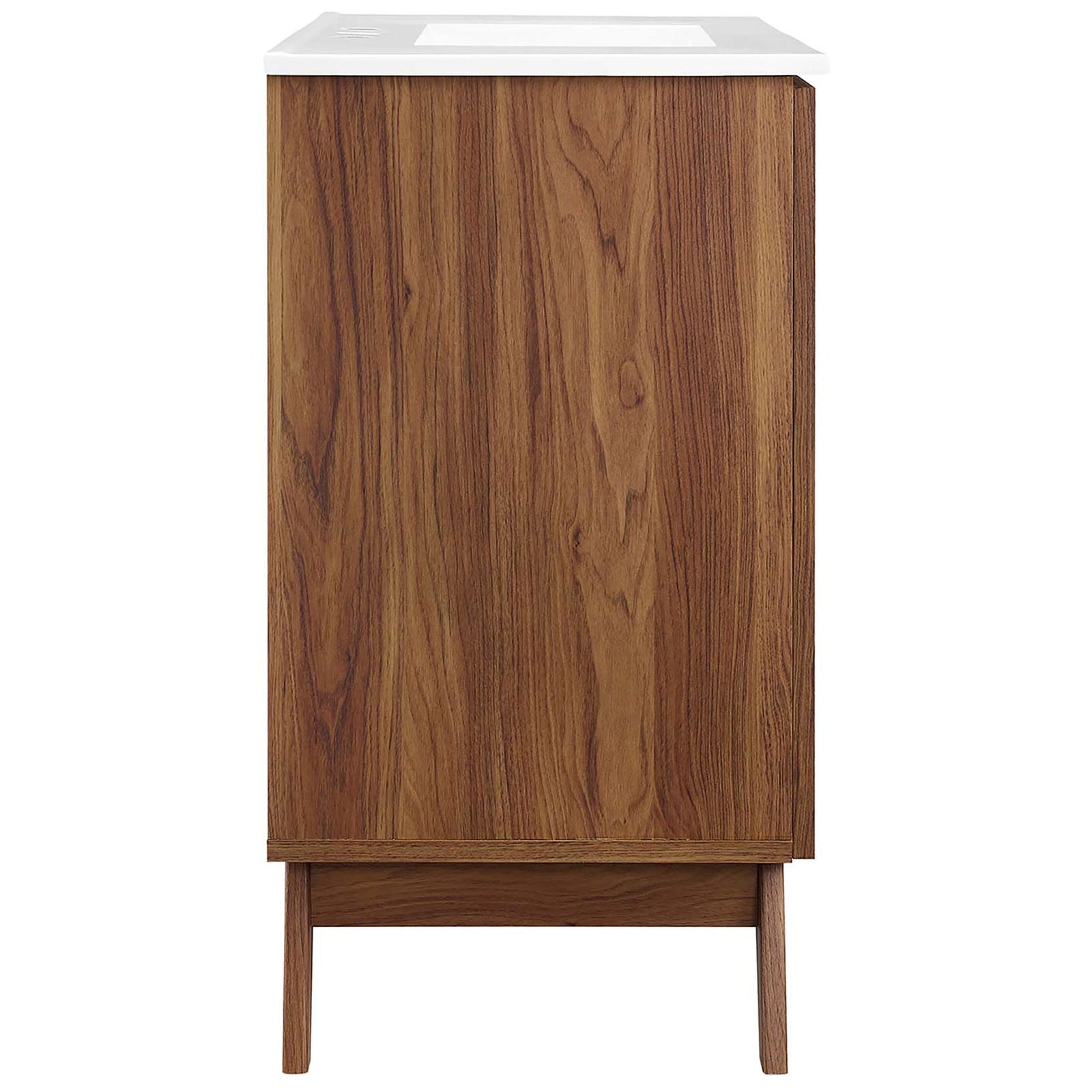 Rich walnut side panel showcases the natural wood grain finish || EEI-6717-WAL-WHI || side_studio