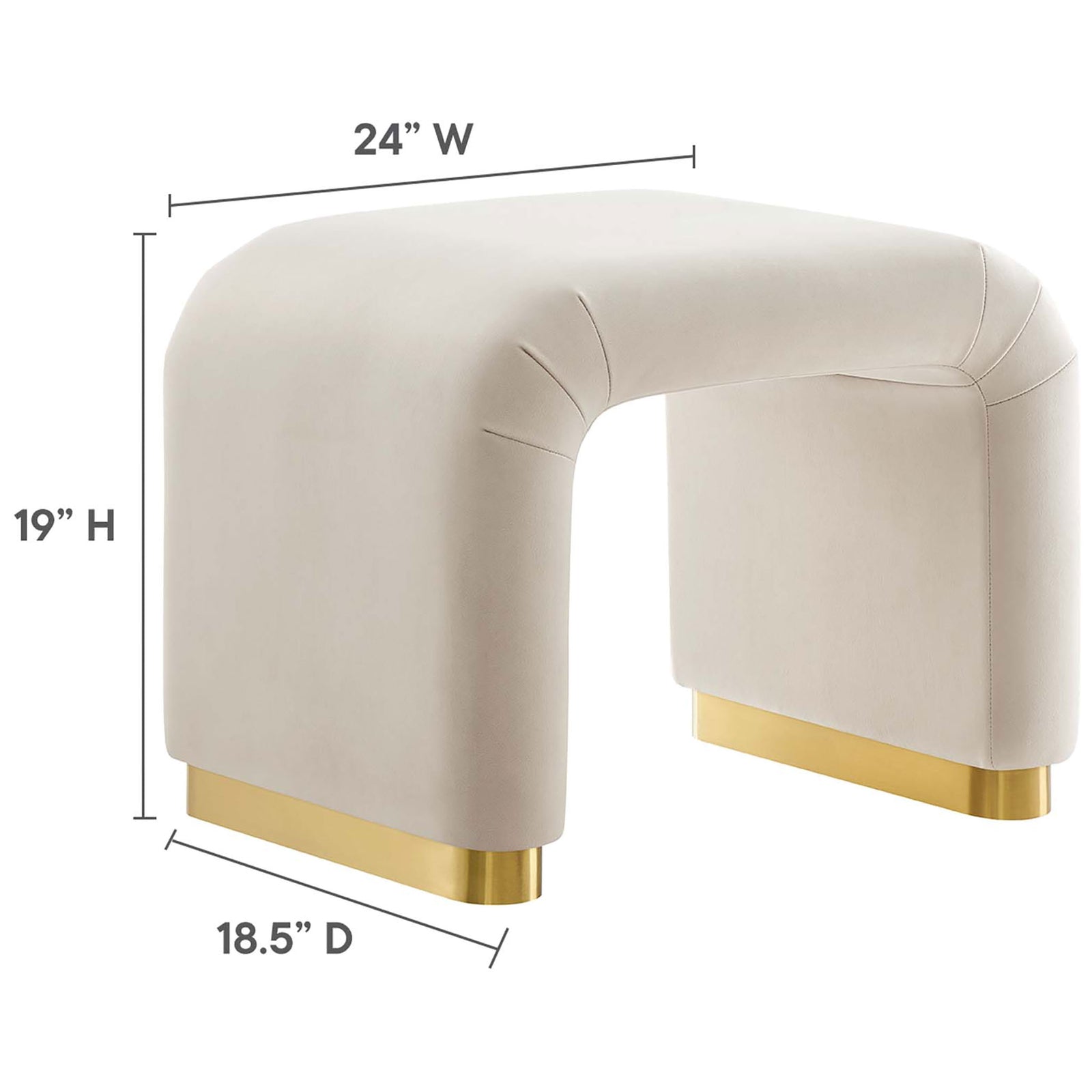 Compact footprint at 24 W x 18.5 D x 19 H fits small spaces without sacrificing style || EEI-6733-BRA-ALM || dimension_studio