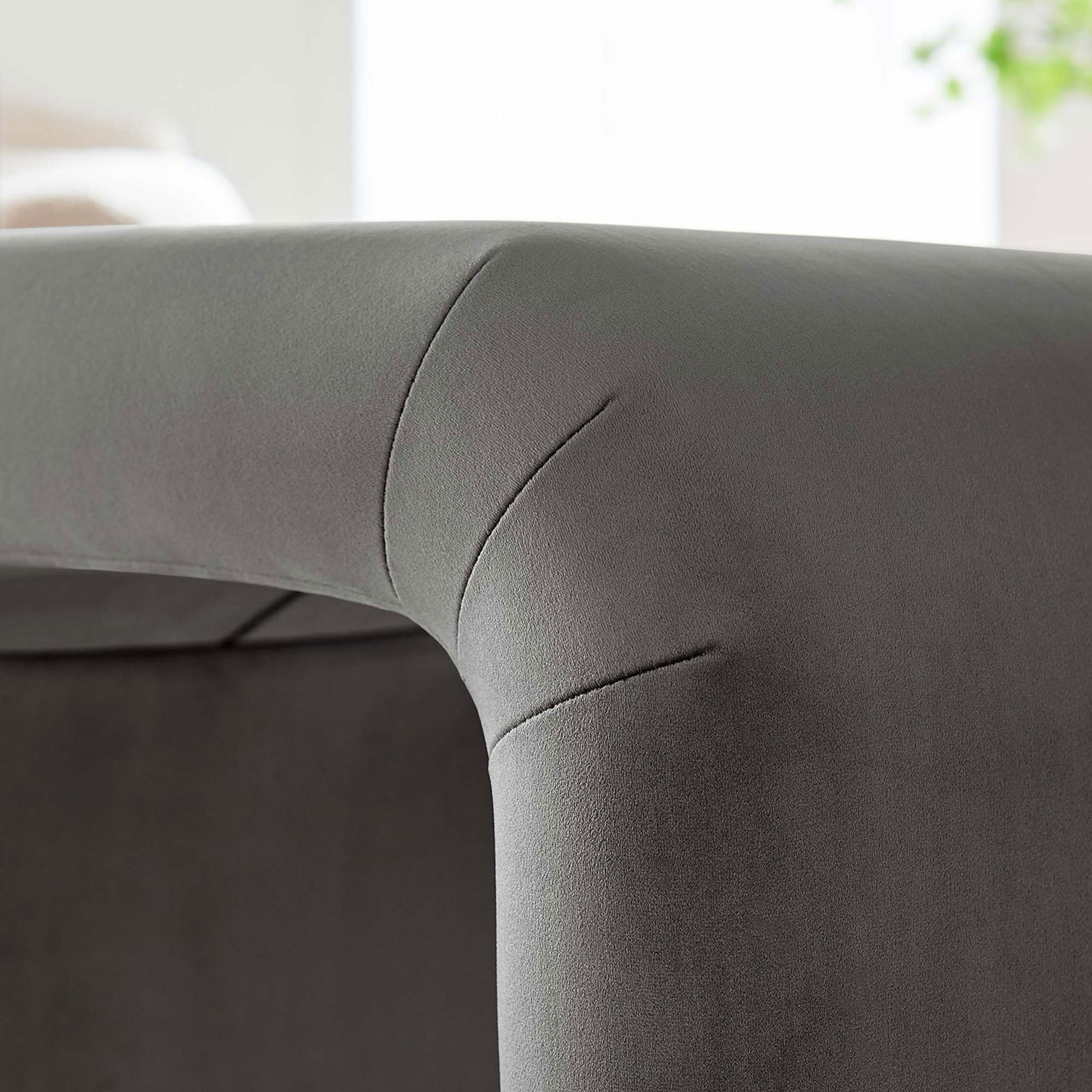 Soft velvet texture and stitched curves bring a modern, sophisticated touch to decor || EEI-6733-BRA-STG || detail_room