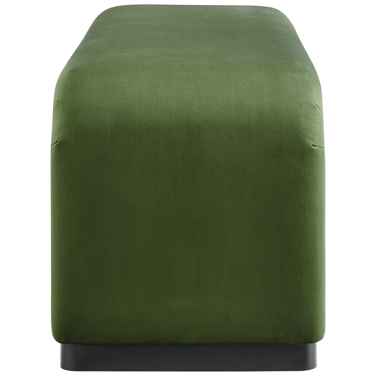 Rounded end profile showcases the smooth waterfall silhouette and plush, stain-resistant velvet upholstery || EEI-6734-BLK-MOS || side_studio