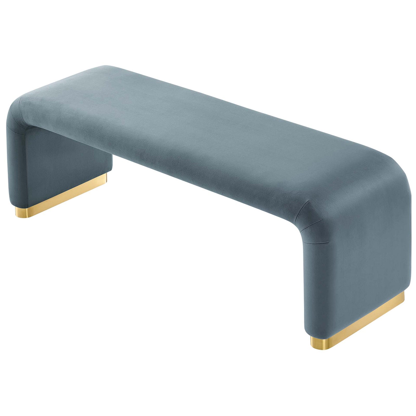 Generous seat with softly rounded edges showcases the seamless waterfall design and luxe velvet. || EEI-6734-BRA-CAB || top_angle_studio