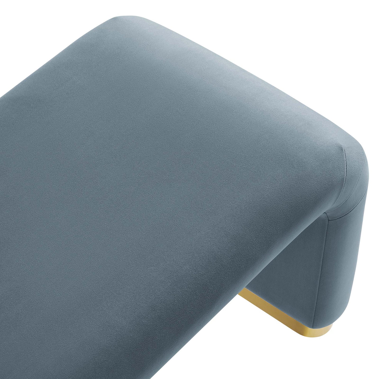 Velvety smooth upholstery and tailored stitching bring refined texture to this modern bench. || EEI-6734-BRA-CAB || detail_studio