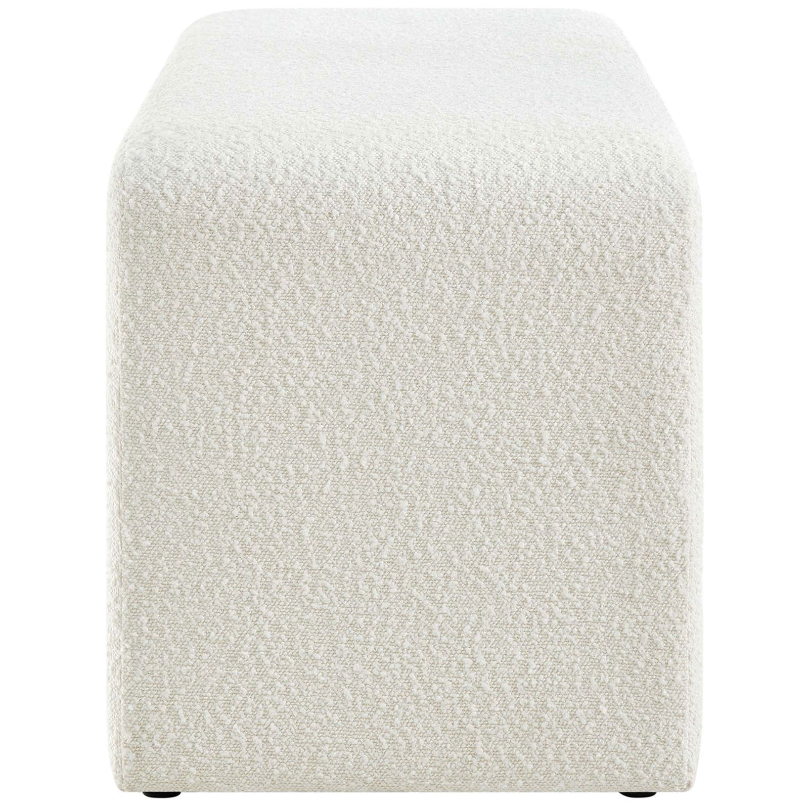 Sculptural waterfall base wrapped in textured ivory boucle for a tactile, refined finish || EEI-6736-IVO || side_studio