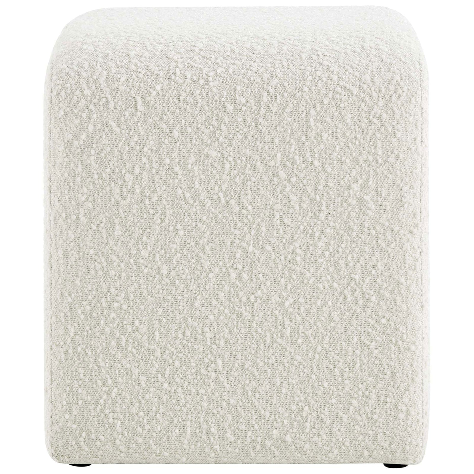 Streamlined profile highlights the thick, cushioned top and rounded corners in ivory boucle || EEI-6737-IVO || side_studio