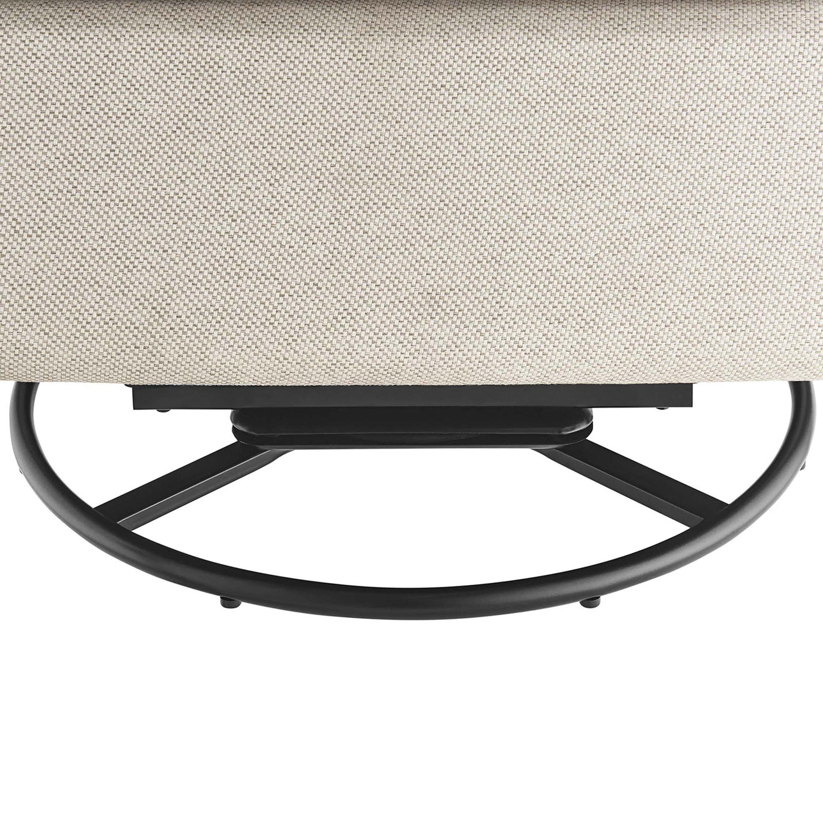Sturdy black metal swivel and glider base adds smooth, stable motion to the clean-lined lounge chair || EEI-6738-OAT || leg_studio