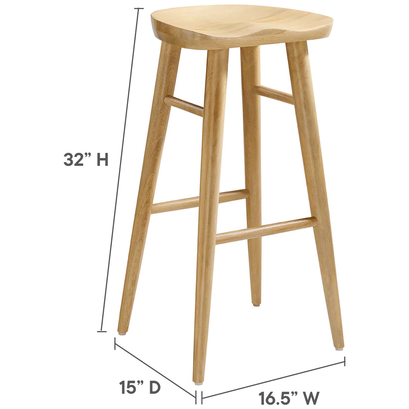 Bar stool dimensions displayed for easy planning and fit || EEI-6740-OAK || dimension_studio