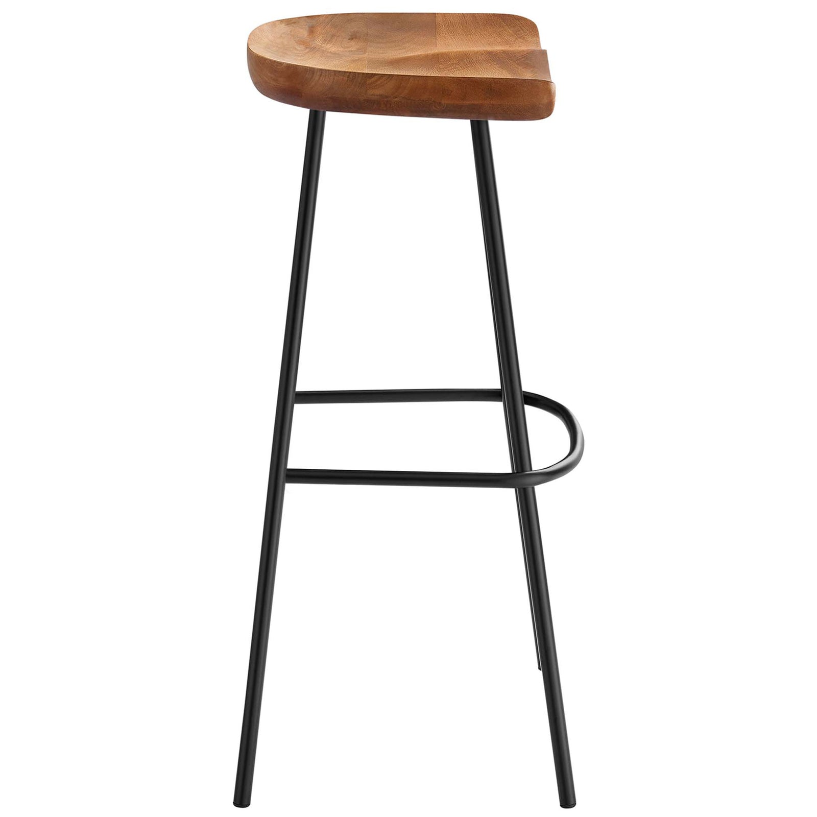 Tall, slender legs and a low saddle seat create a clean, modern bar stool silhouette || EEI-6742-WAL || side_studio