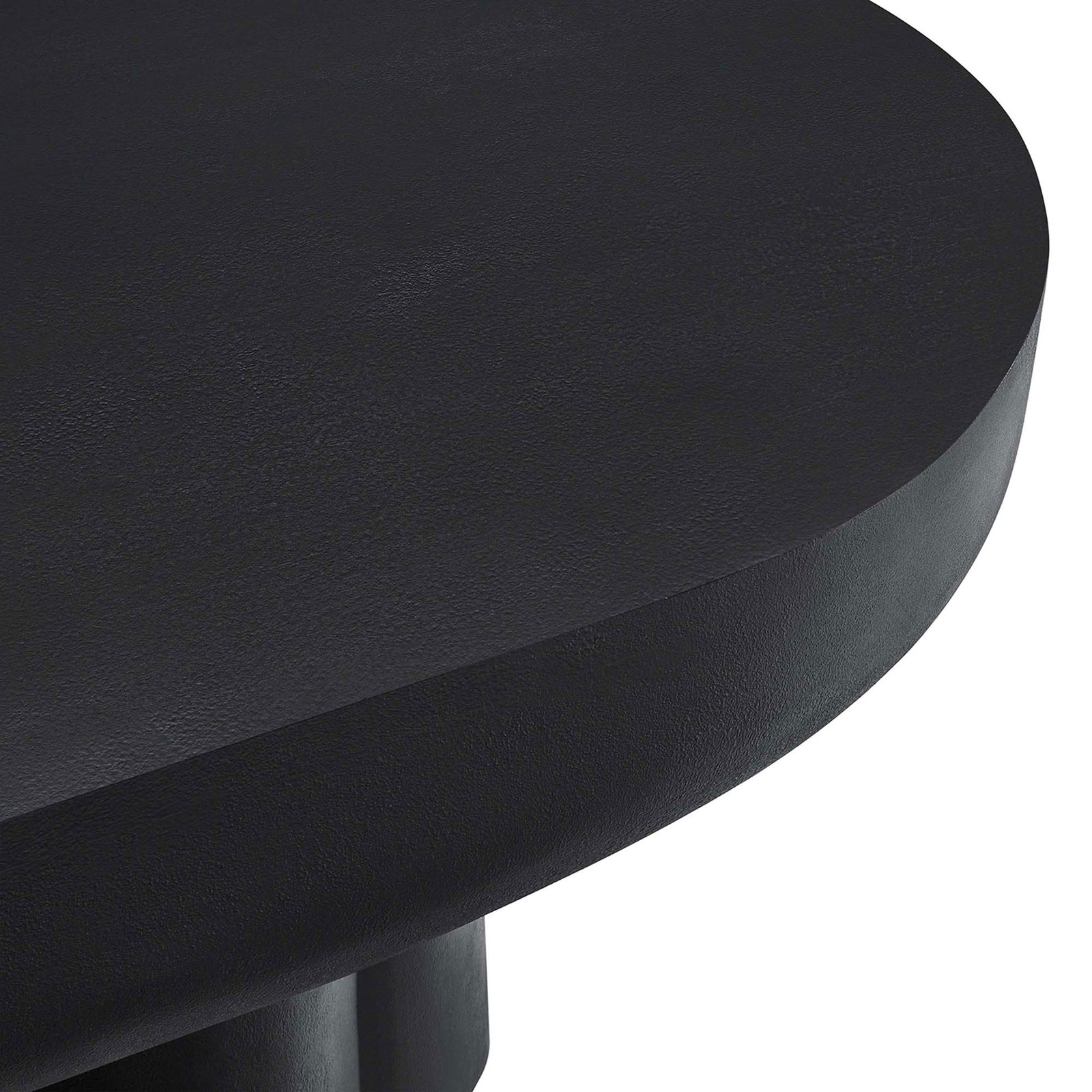 Textured matte tabletop surface with gently rounded edge detail || EEI-6763-BLK || detail_studio