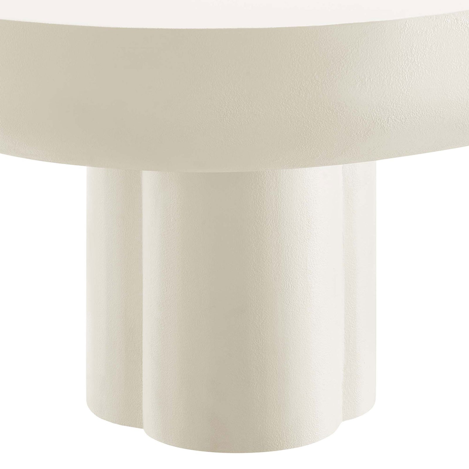 Sculpted trefoil pedestal base with deep curves and a smooth concrete-style finish || EEI-6763-WHI || leg_studio