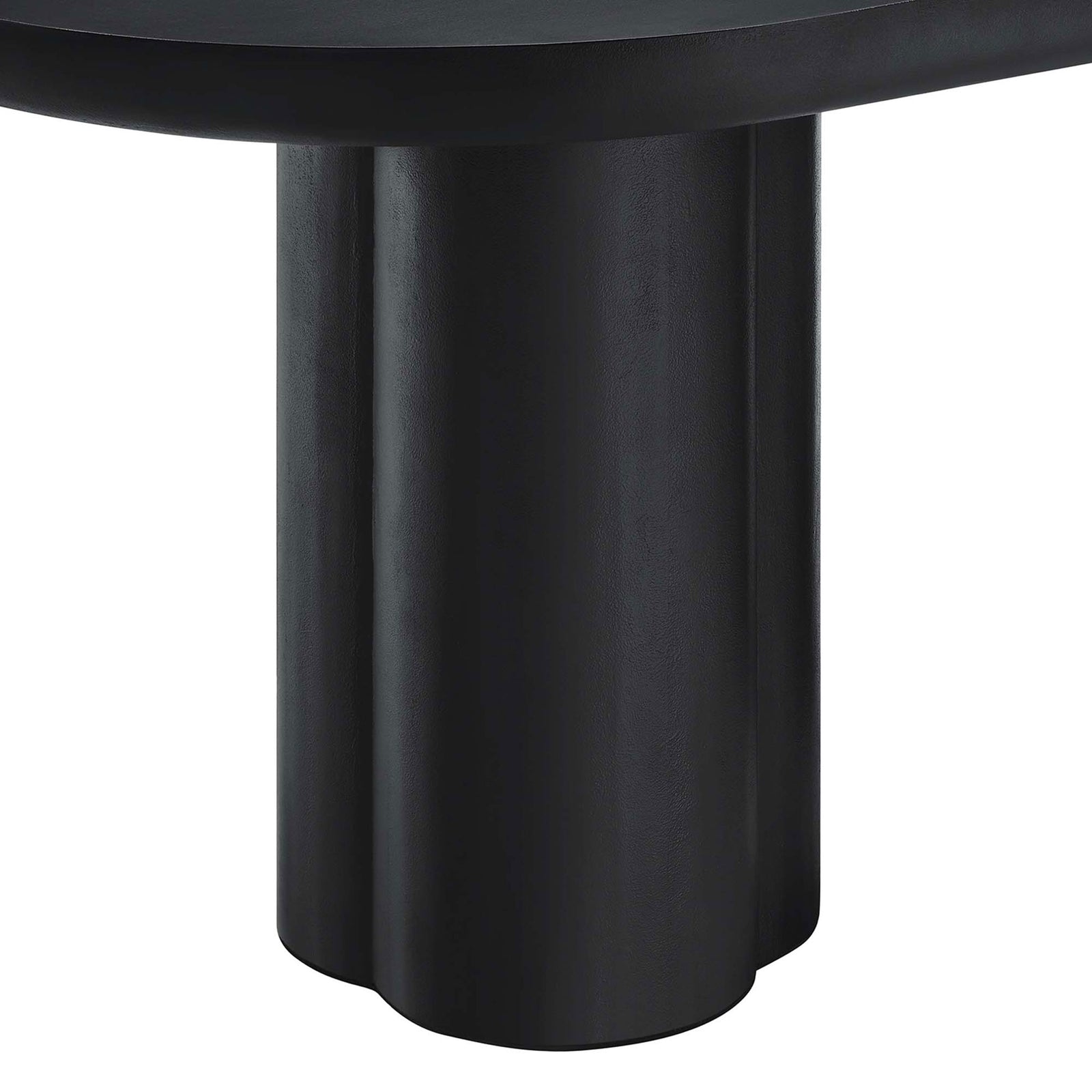 Trefoil-shaped black pedestal base giving the table a modern sculptural look || EEI-6764-BLK || leg_studio