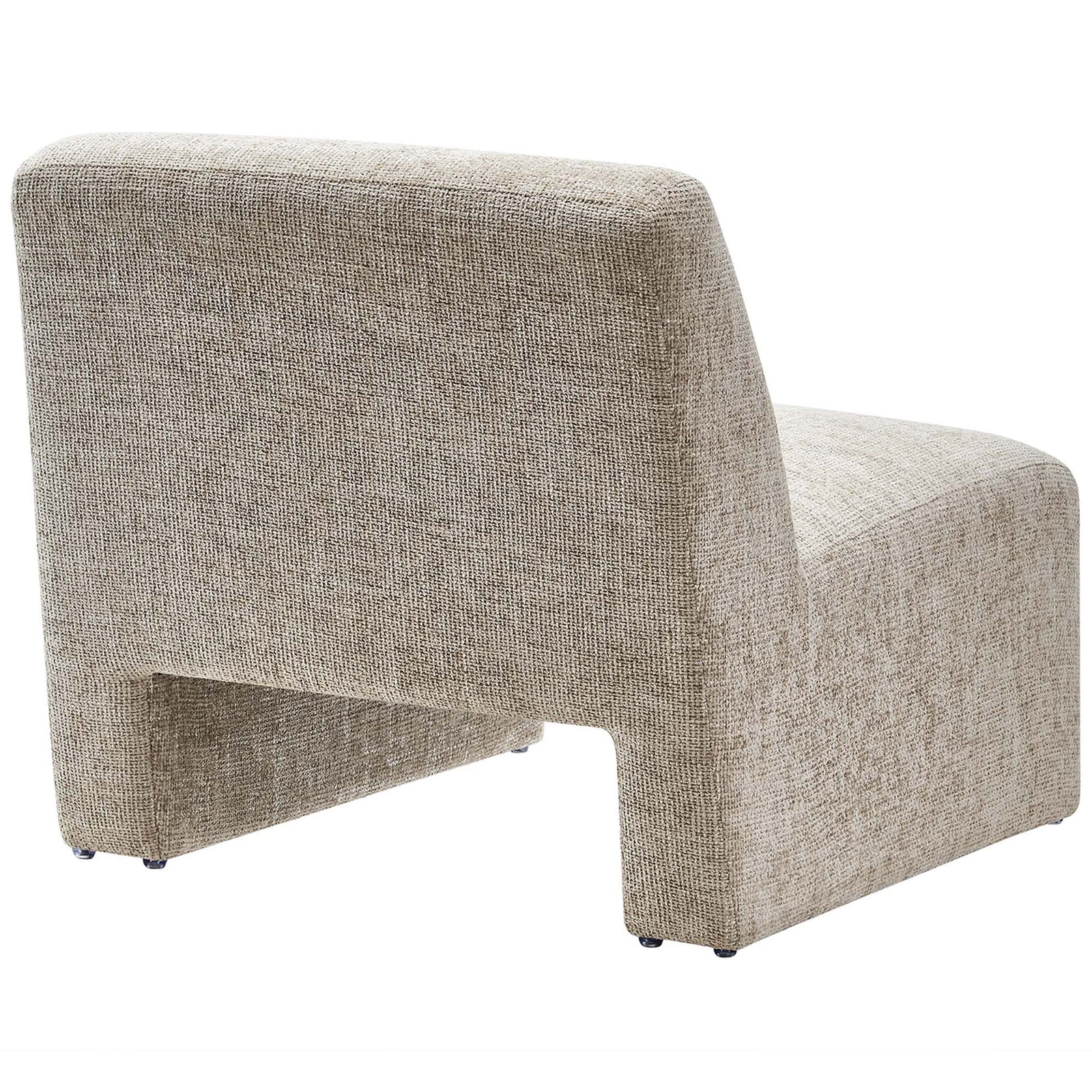 Rounded backrest and wraparound chenille upholstery with arched base opening || EEI-6765-KHA || back_angle_studio