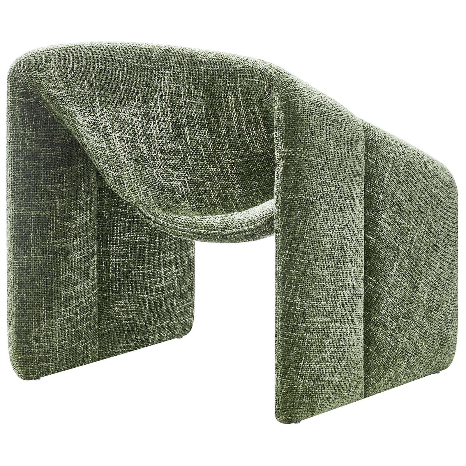 Seamless rounded back draped in textured chenille for a clean, modern look || EEI-6767-BAS || back_angle_studio