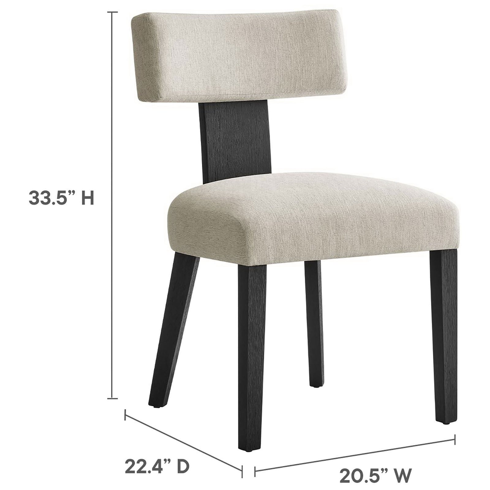 Dining chair dimensions highlighting overall height, width, and depth for easy room planning || EEI-6777-HEI-BLK || dimension_studio