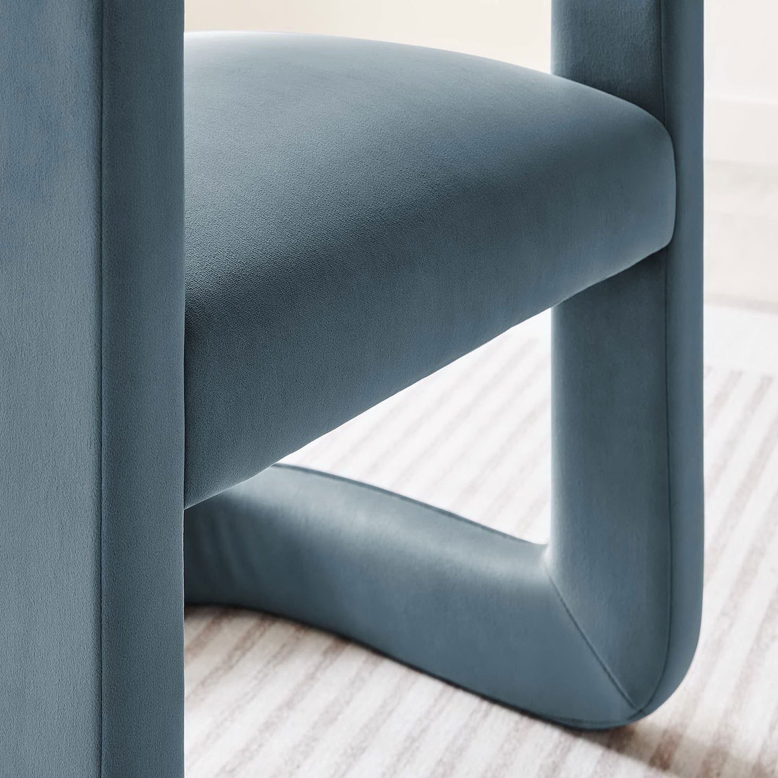 Soft performance velvet with refined stitching in a soothing cadet blue hue || EEI-6778-CAB || detail_room