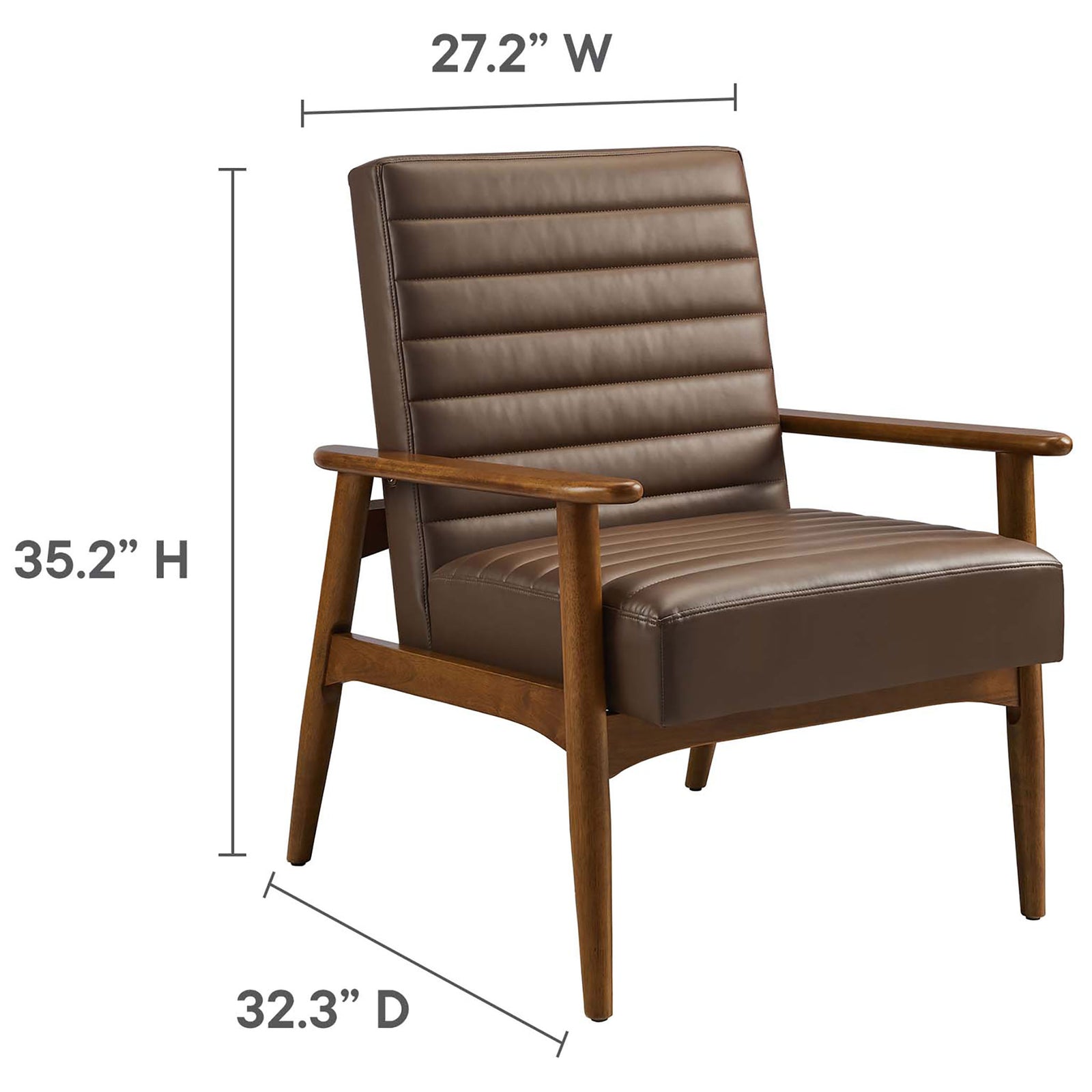 Comfortable proportions with generous seat and back height suit modern living and reading spaces. || EEI-6779-WAL-BRN || dimension_studio