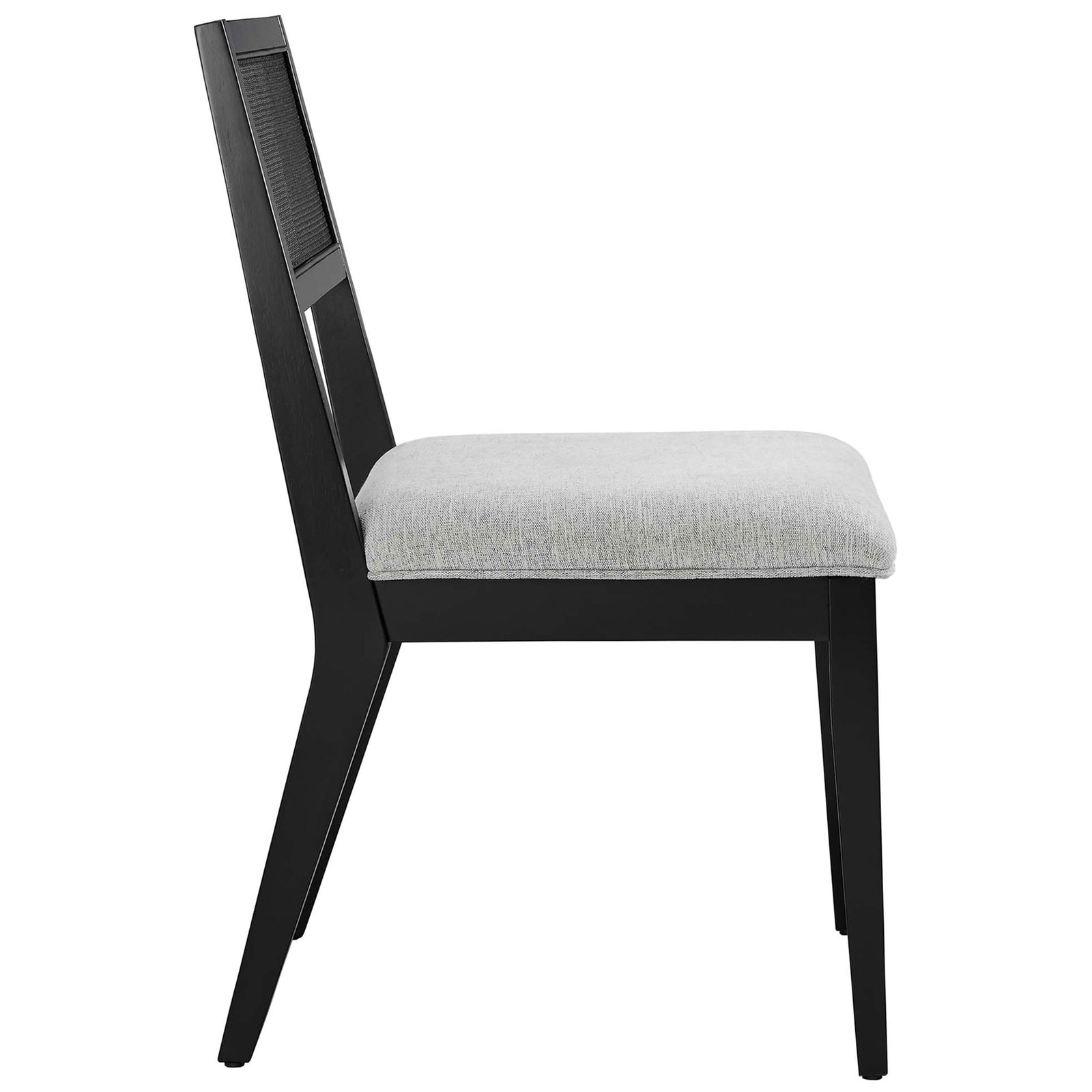 Angled black legs and padded gray seat highlight the chair's mid century charm and everyday comfort || EEI-6781-BLK-HLG || side_studio