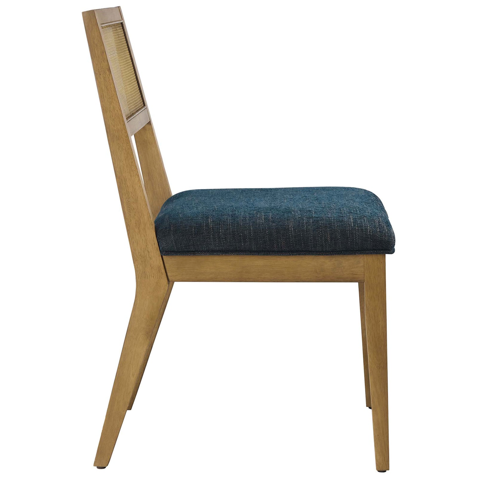Nimba dining chair highlighting deep cushioned seat and tapered wooden legs for supportive comfort || EEI-6781-FRO-HEA || side_studio