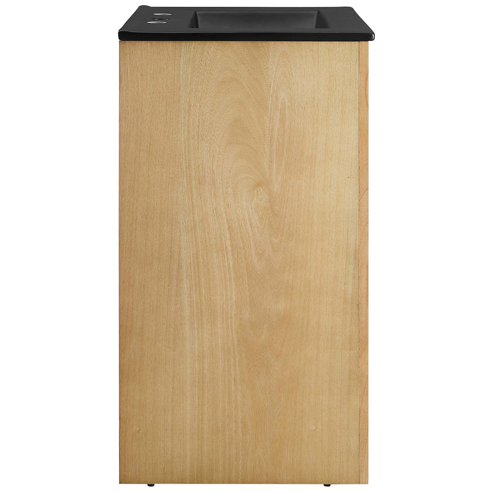 Streamlined silhouette with oak finish and a slim, space-saving footprint. || EEI-6789-OAK-BLK || side_studio