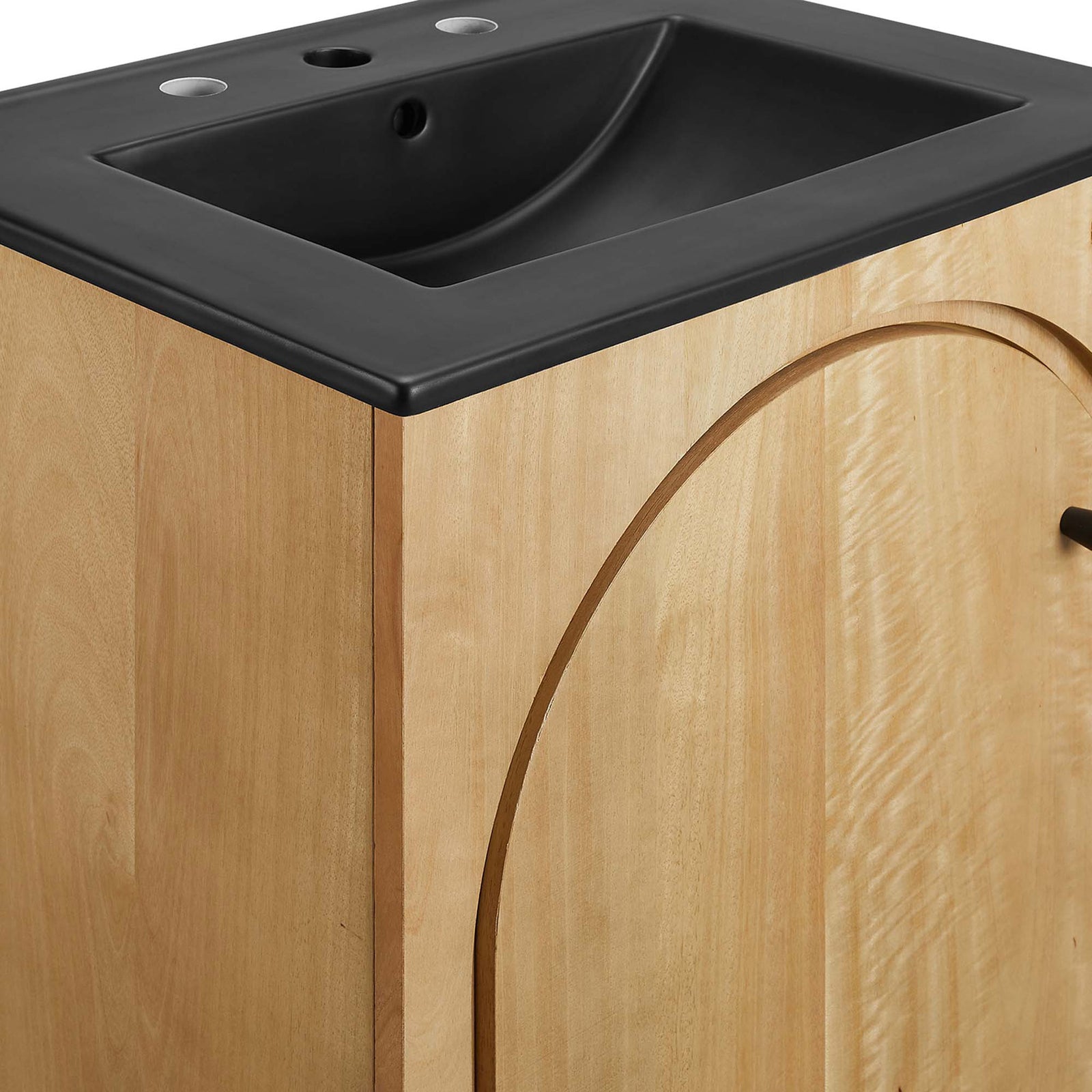 Smooth wood grain meets a refined matte black rim for a rich, tactile finish. || EEI-6789-OAK-BLK || detail_studio