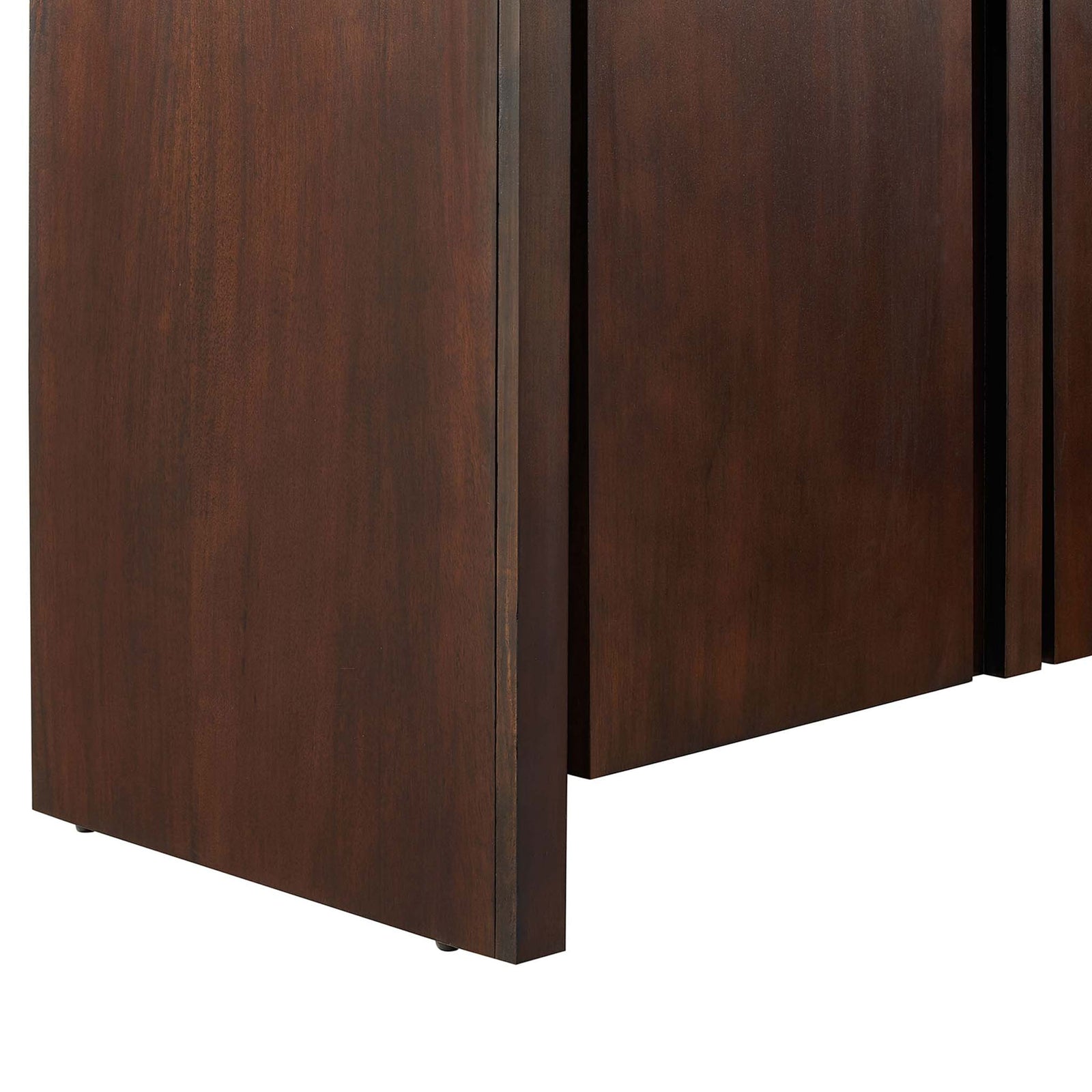 Sturdy base with subtle plinth and protective foot pads keeps the vanity stable and floors scuff free || EEI-6791-WAL-BLK || leg_studio