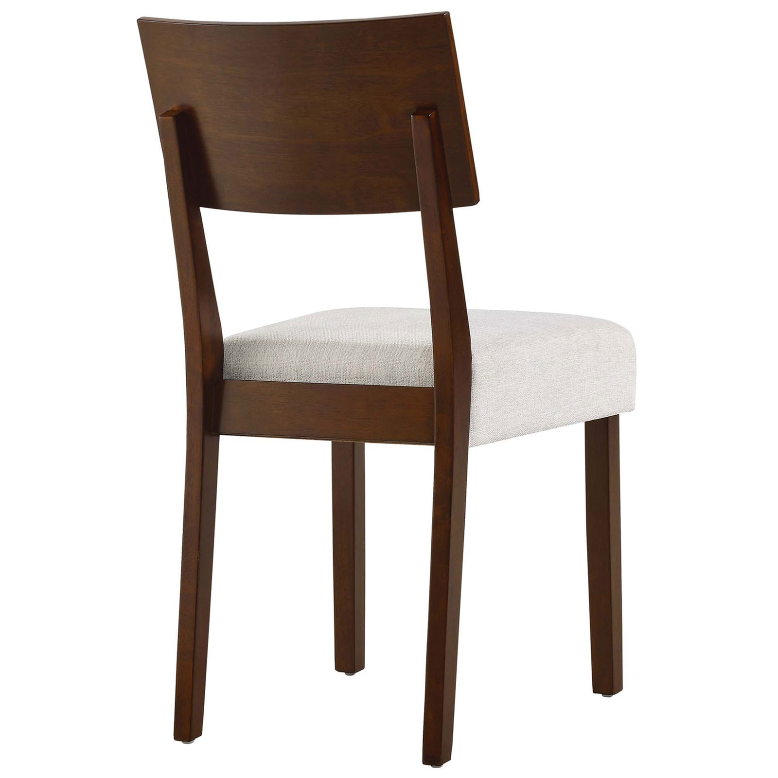 Walnut dining chair with a gently curved backrest and sturdy tapered legs. || EEI-6804-WAL-HEI || back_studio