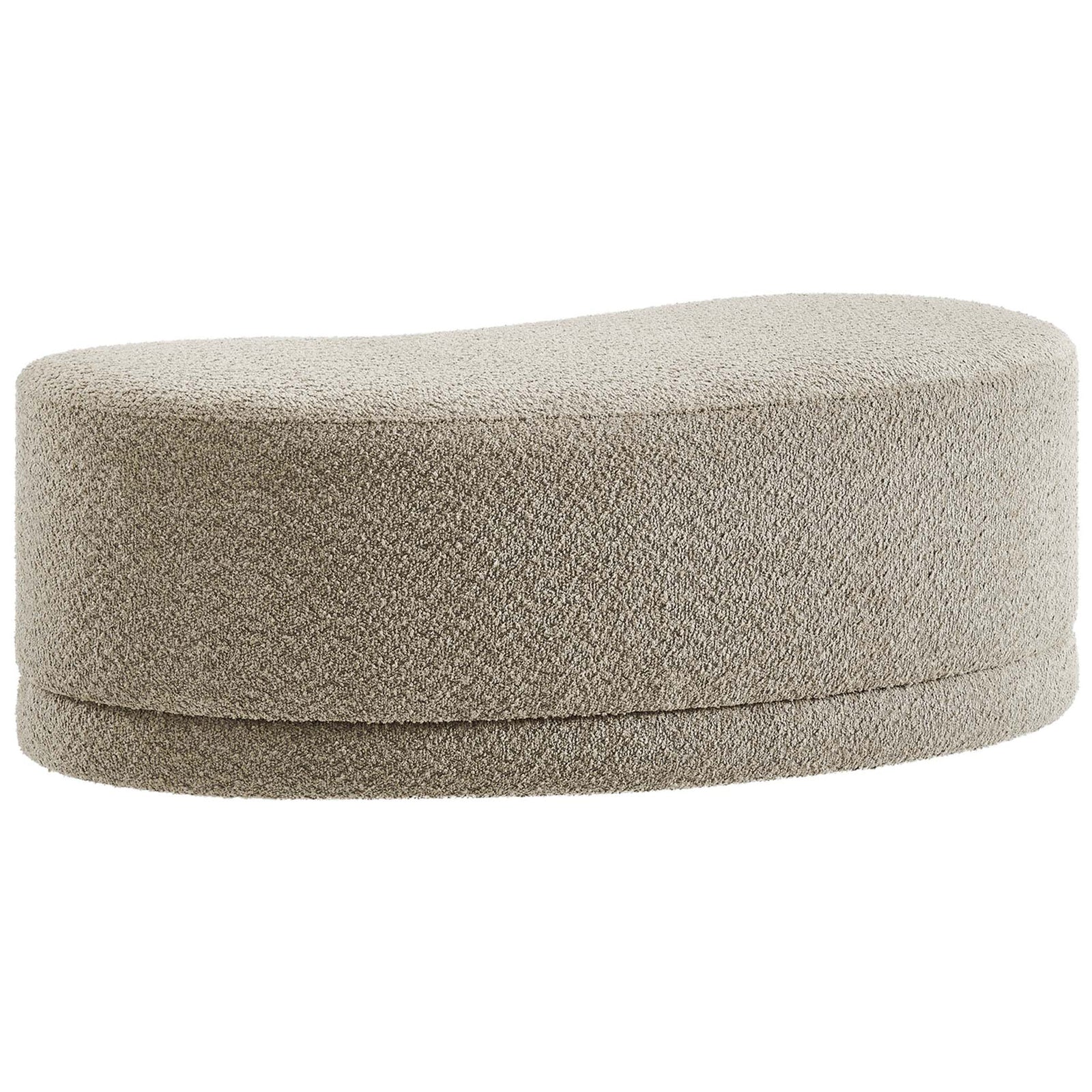 Organic kidney-shaped Nimbus ottoman bench with tailored oat chenille upholstery and clean base || EEI-6816-OAT || back_studio