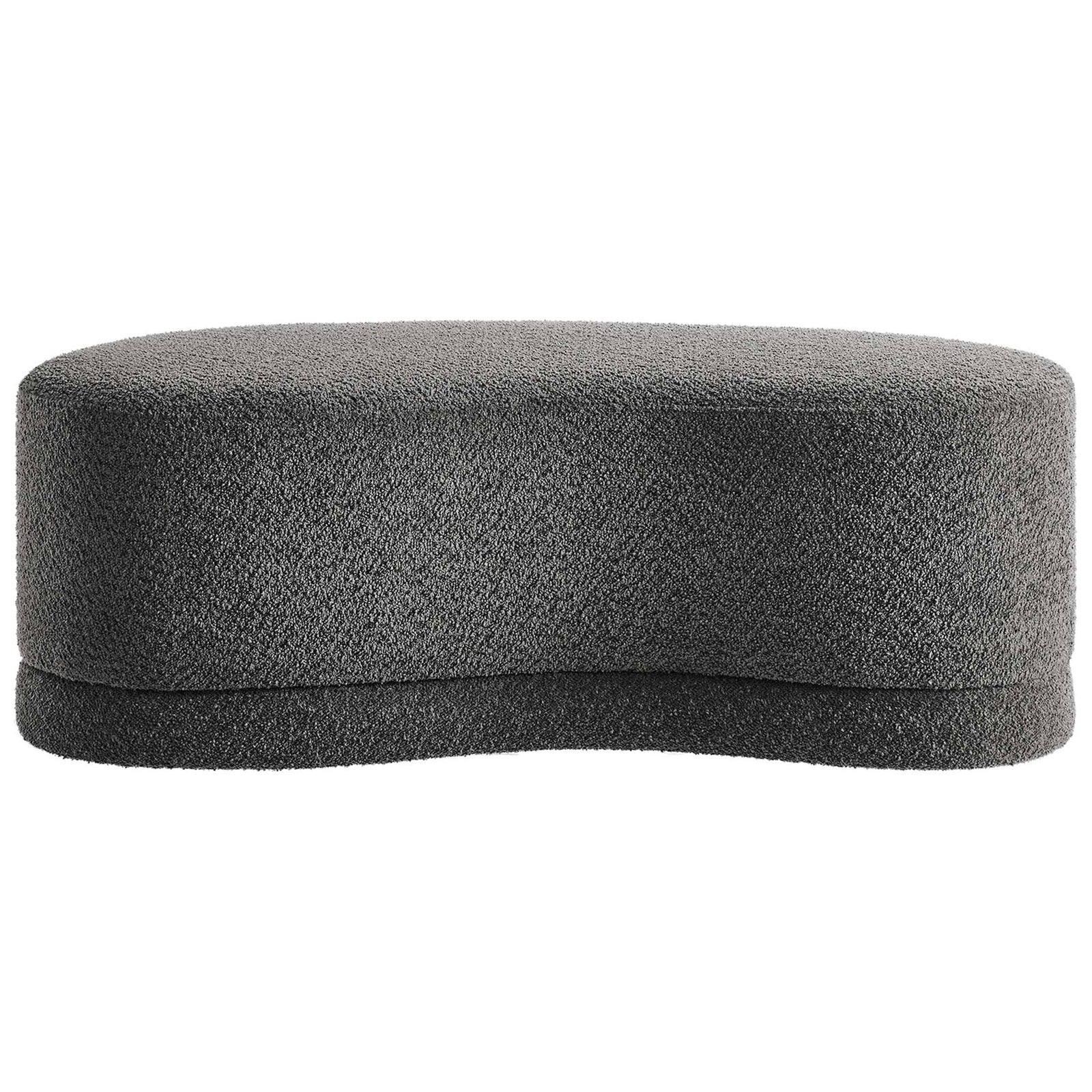 Nimbus 48 inch dark gray chenille ottoman bench with organic curves and low profile seating. || EEI-6816-SLA || front_studio