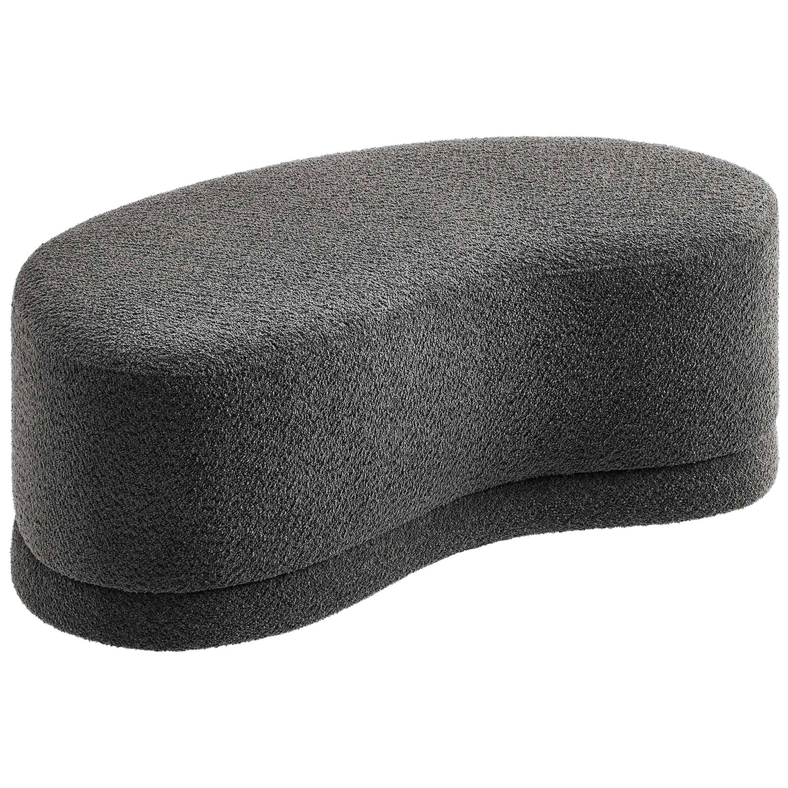 Modern dark gray chenille ottoman bench offering generous surface space for seating or a casual coffee table. || EEI-6816-SLA || front_angle_studio