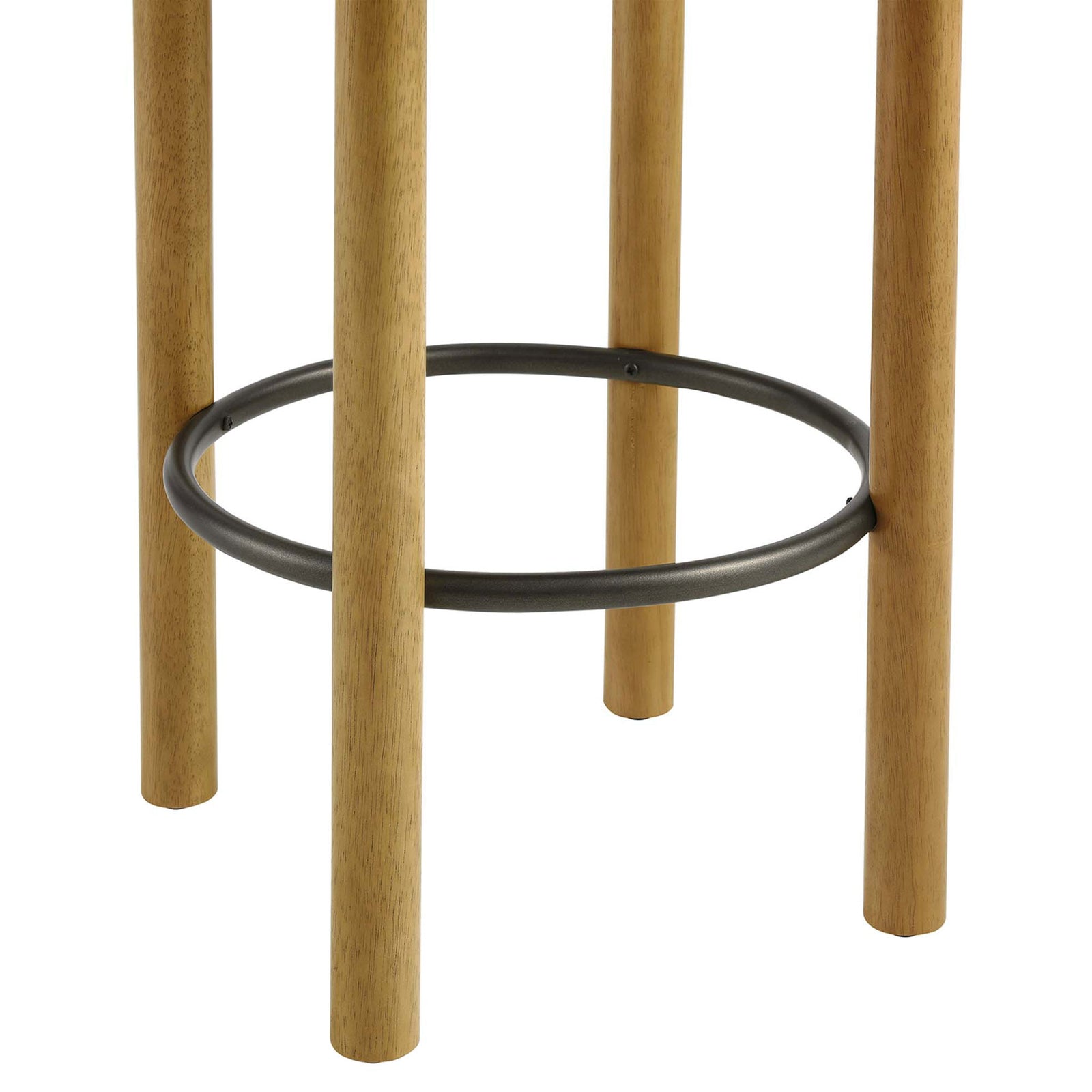 Durable circular footrest complements the warm wood legs for relaxed, long-lasting seating || EEI-6818-OAK-IVO || detail_studio